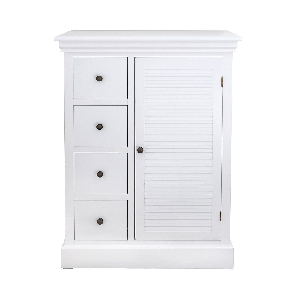 Grafelstein Midischrank Kleiner Schrank HAMPTONS weiß mit Lamellentür Kommode Strandhaus Меблі