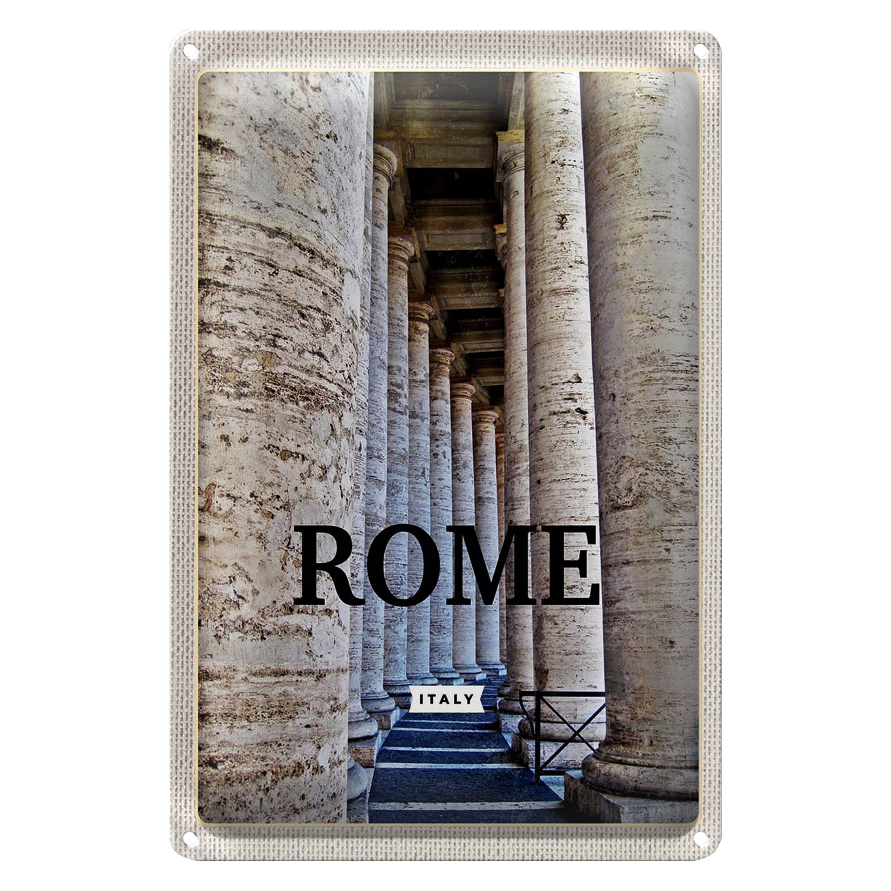 Roomando Metallschild Blechschild Reise 20x30cm Rom Italien Mittelalter Gebäude