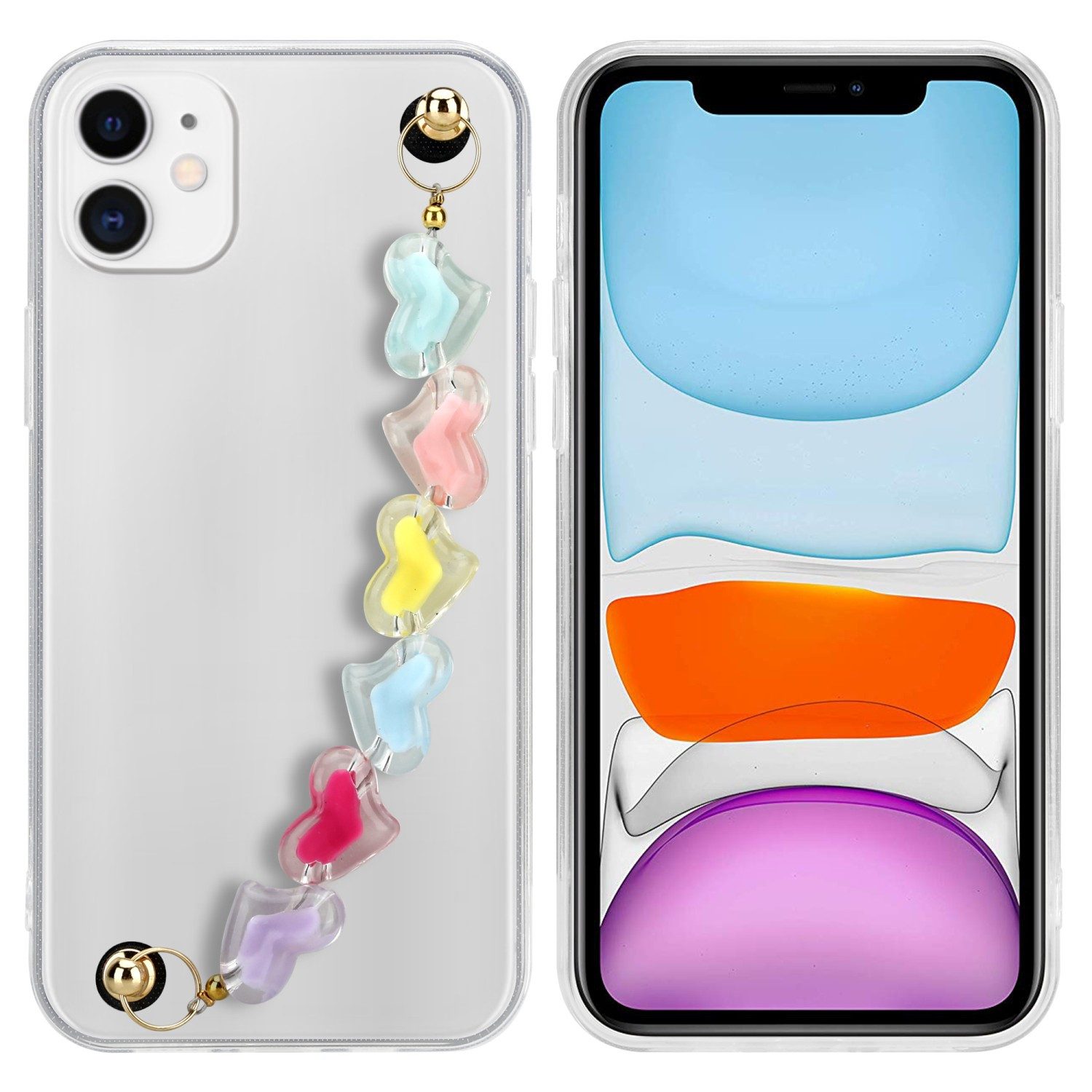 Cadorabo Handyhülle für iPhone 11 Hülle Apple iPhone 11, Schutzhülle - mit Handgelenk Kette - TPU Silikon - Bumper