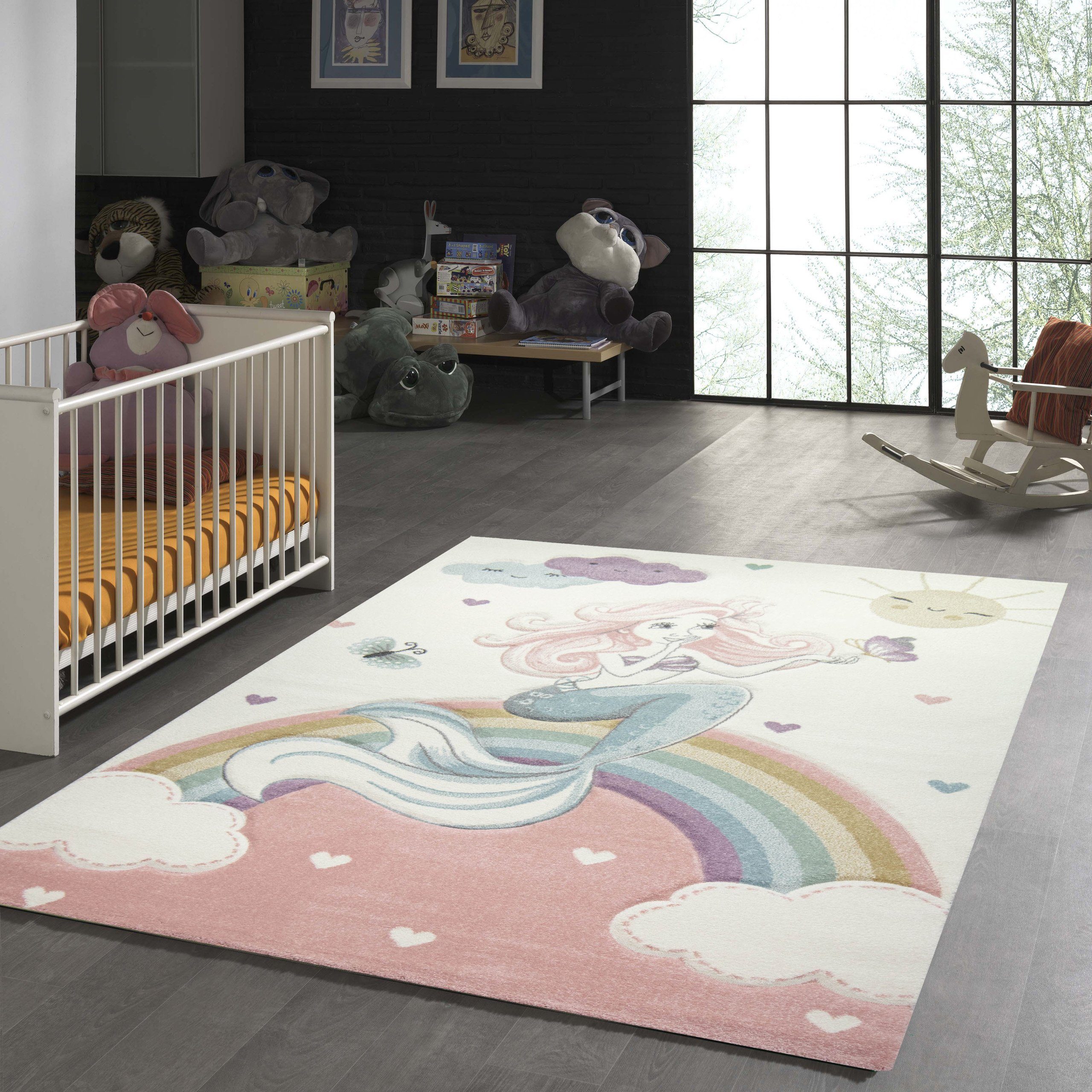 TeppichHome24 Kinderteppich Kinderteppich Meerjungfrau Prinzessin pastell, günstig online kaufen