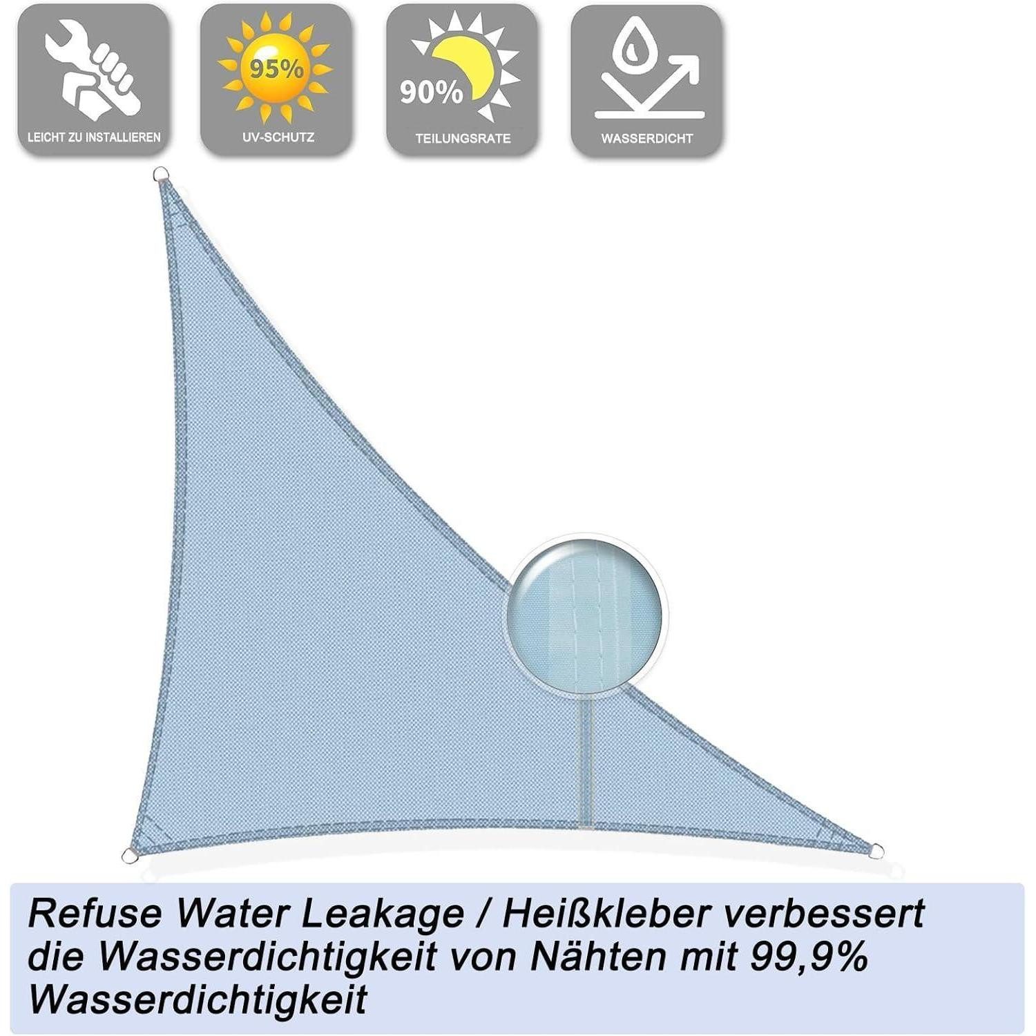LuxusKollektion Sonnensegel Sonnensegel Dreieckig Wasserdicht 5x5x7m UV Schutz 5x5x7 Graublau