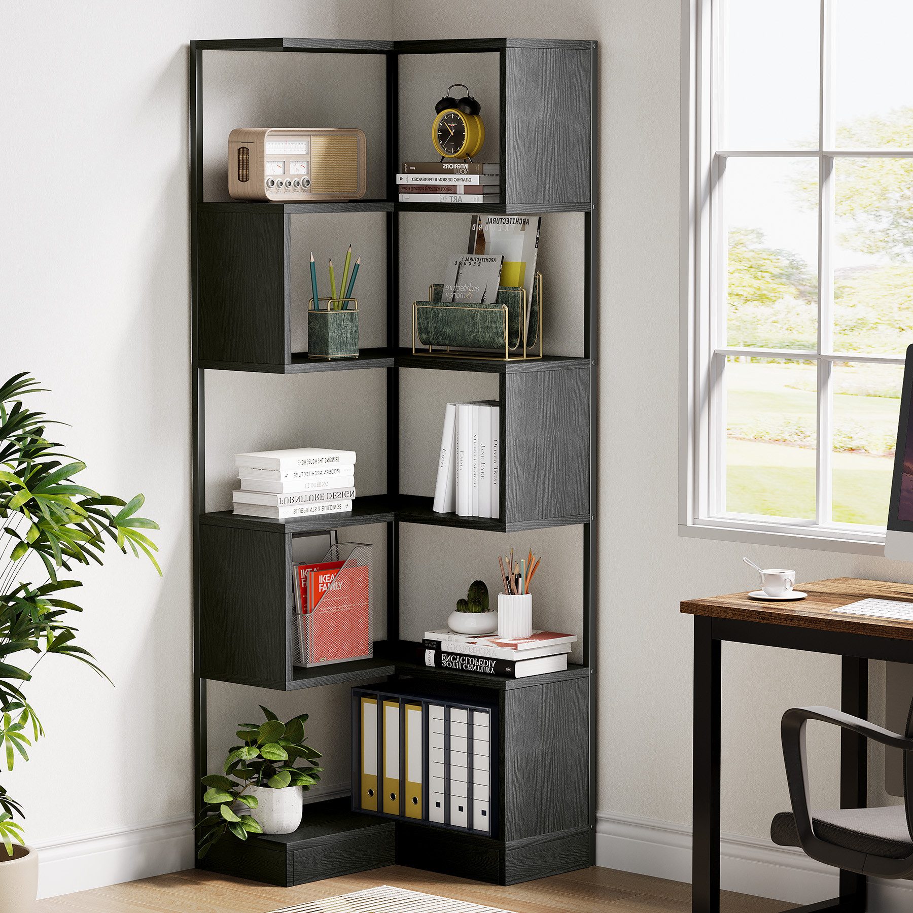 Tribesigns Eckregal 6-Tier Floor Standing Bücherregal, günstig online kaufen