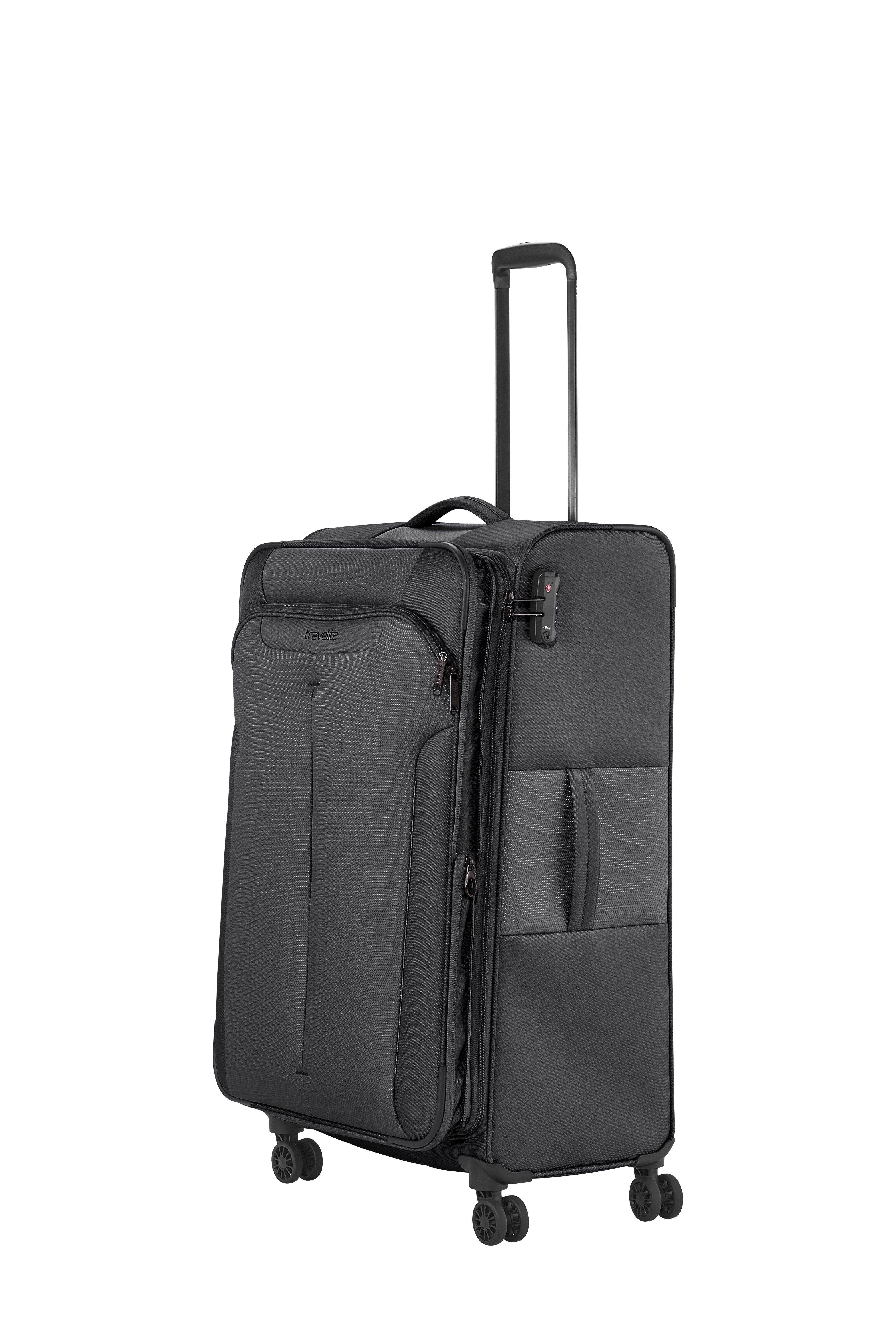 travelite Weichgepäck-Trolley travelite 4 Rad Koffer Croatia L 77 cm Dehnfalte Anthrazit