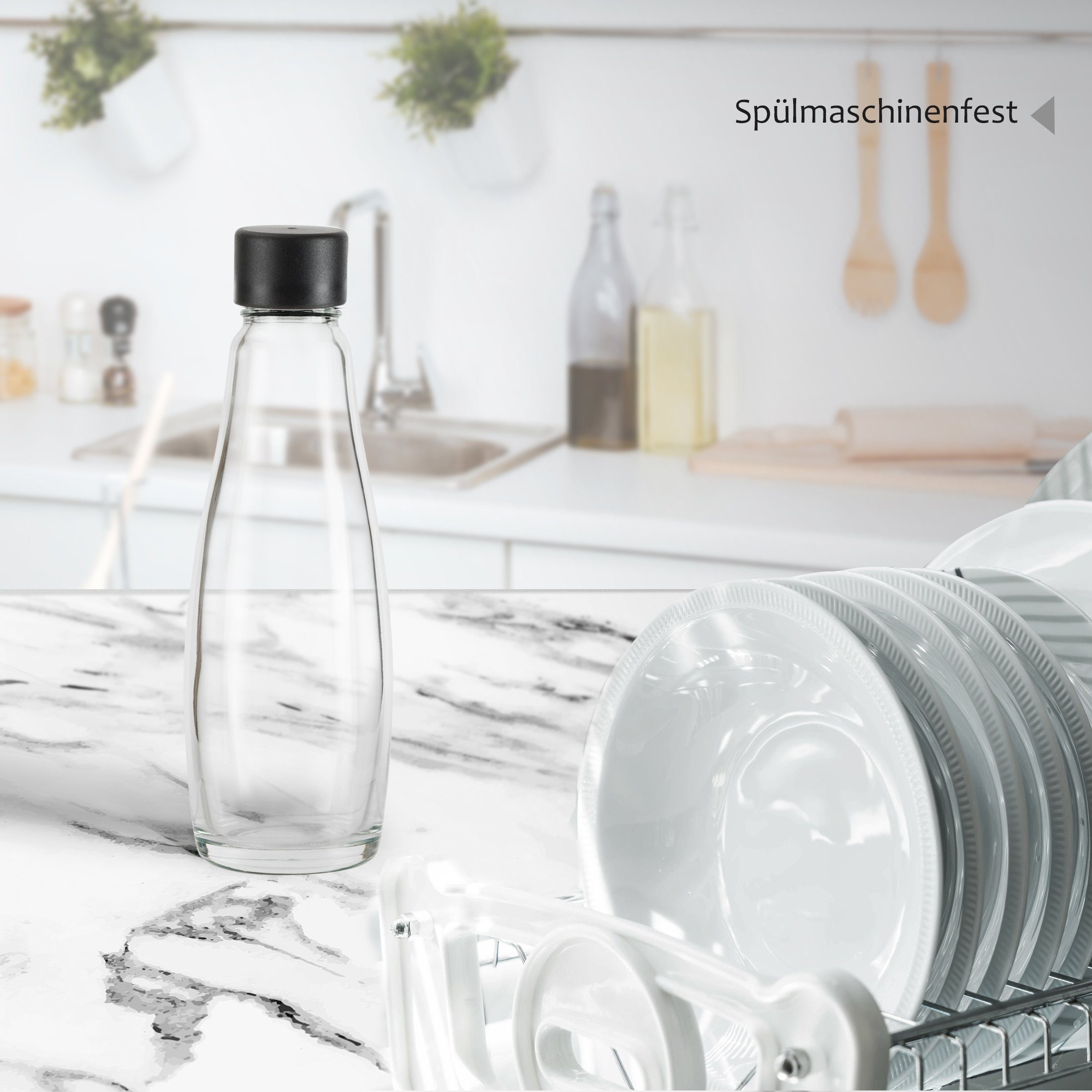 Zoomyo Wassersprudler Glasflaschen stabil 3 0,6Liter für 2 Glasflasche), Glasflasche oder ca. Sprudler-Flaschen (set, Wassersprudler, schickes 1 1er Flasche Set, im Volumen,1, Ersatz Glaskaraffendesign, x