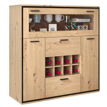 Gotagee Sideboard Doppeltüren Sideboard Weinschrank mit Weinhalterung Schließfach