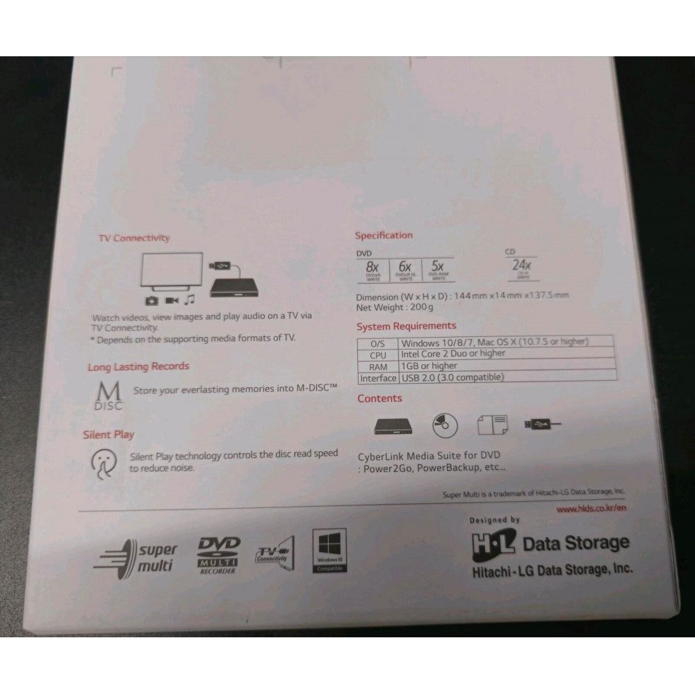 HLDS HLDS GP60NB60 externer DVD-Brenner. Portabler DVD-Player (24x, 24x Schreibgeschwindigkeit, Stylisches schwarzes Design)