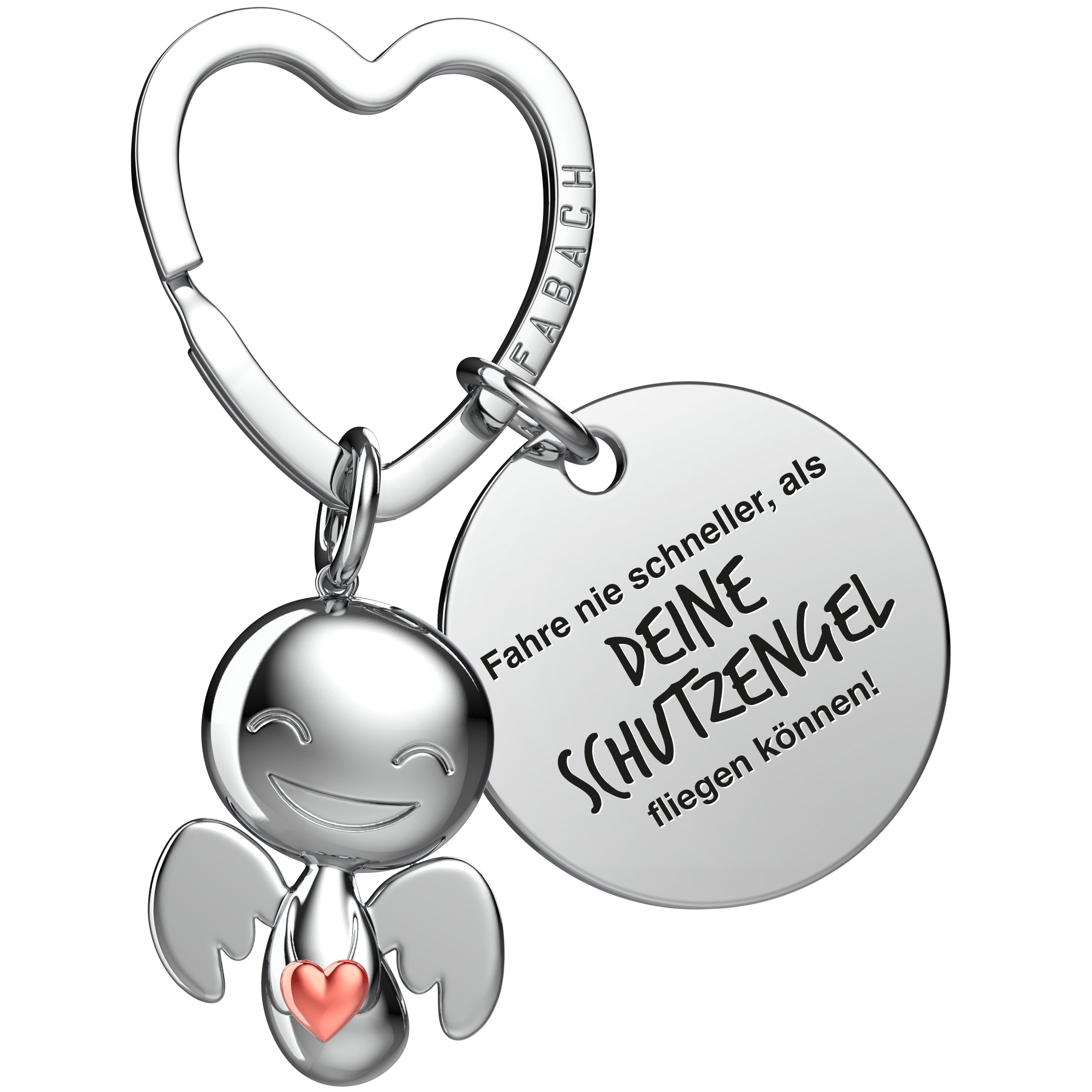 FABACH Schlüsselanhänger Schutzengel Happy mit Herz & "Fahr vorsichtig" Gra günstig online kaufen