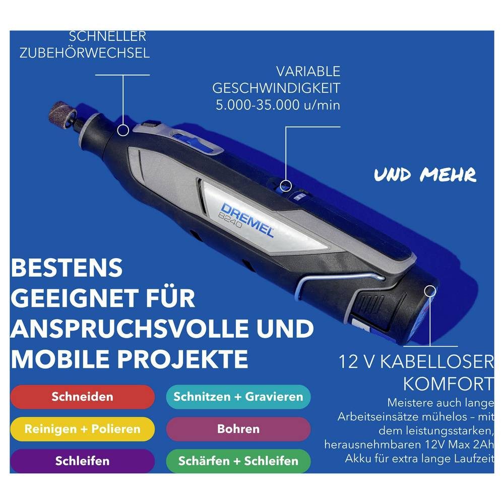 DREMEL Elektro-Multifunktionswerkzeug 8240-3-MB (ohne Akku) Multifunktionswerkzeug ohne Akku, ohne, ohne Akku, ohne Ladegerät