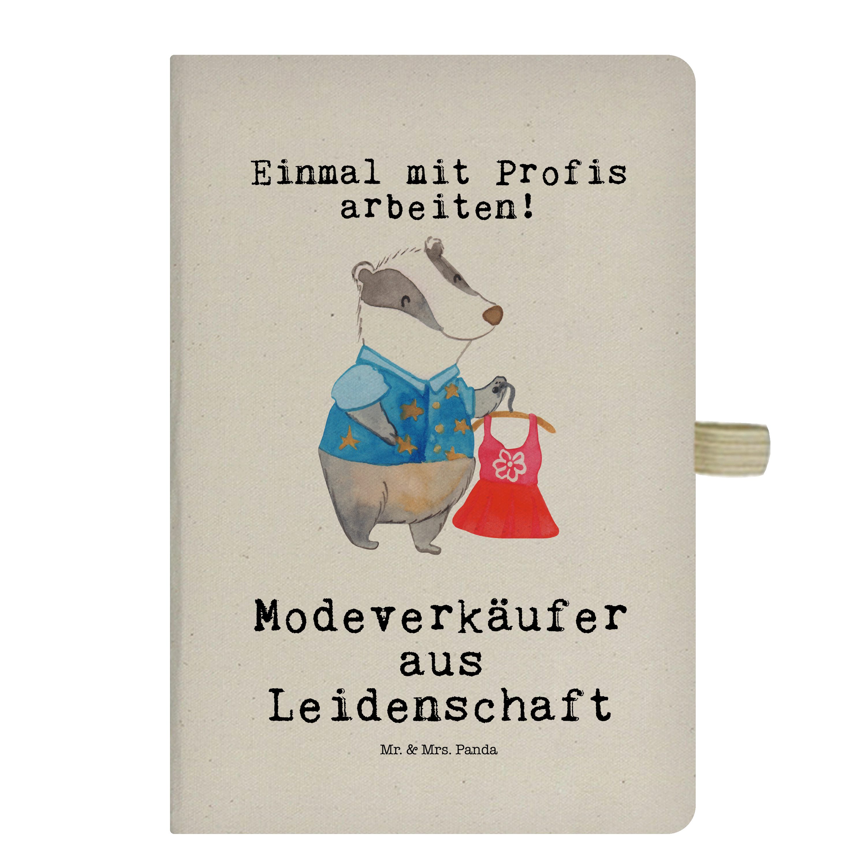 Mr. & Mrs. Panda Notizbuch Modeverkäufer aus Leidenschaft - Transparent - Geschenk, Adressbuch, Mr. & Mrs. Panda