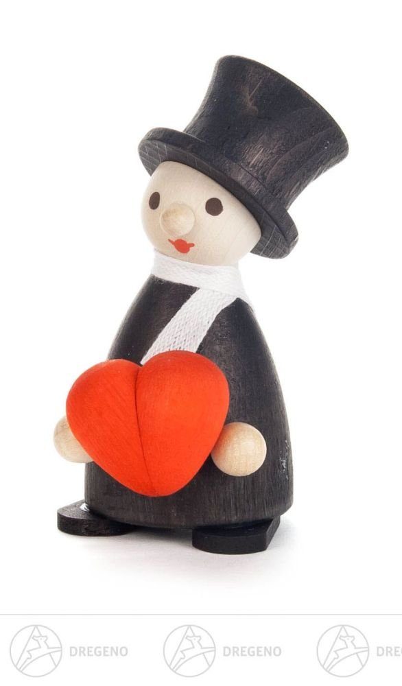 Dregeno Erzgebirge Weihnachtsfigur Miniatur Glücksbringer mit Herz Höhe ca 8 cm NEU, mit Herz