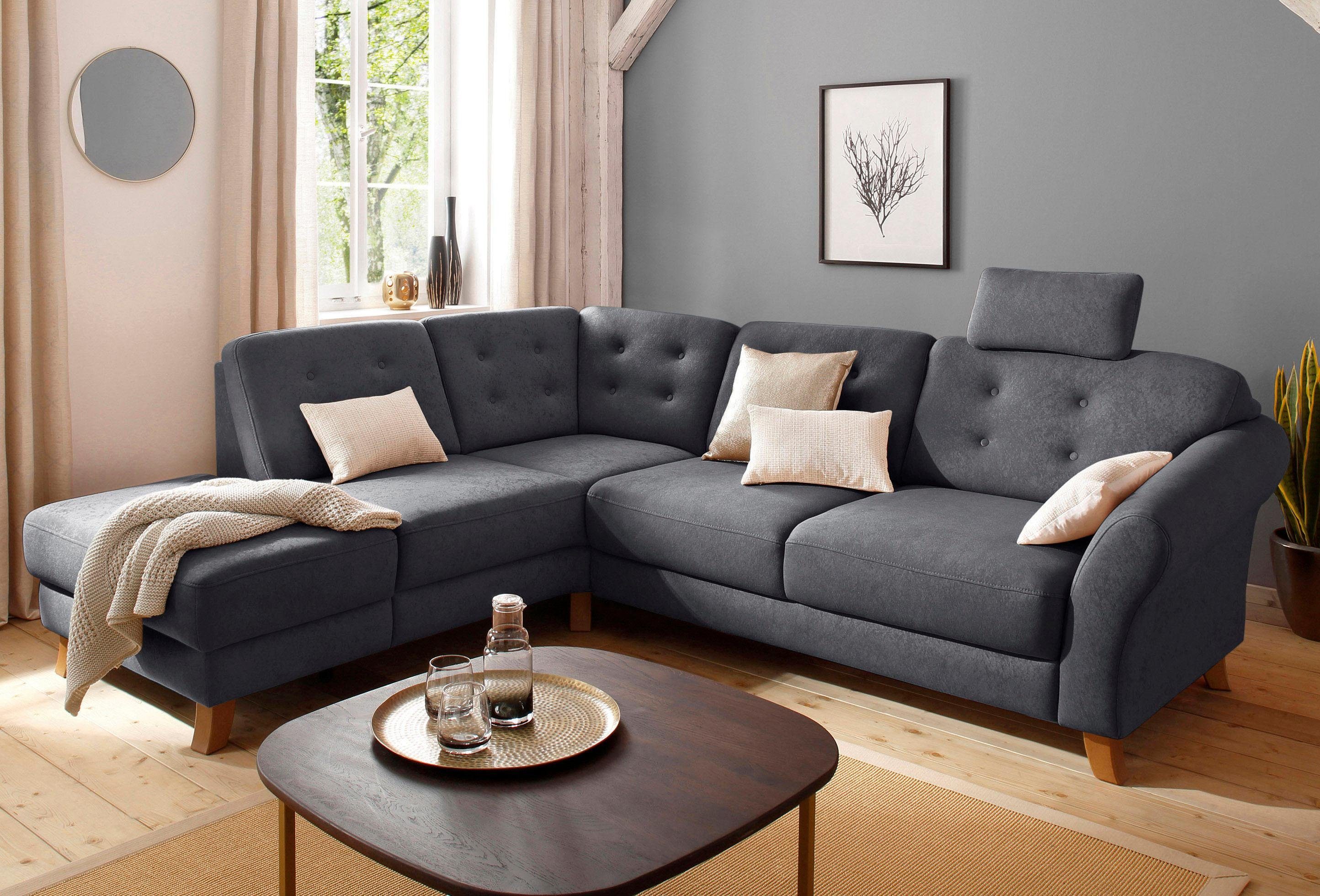 OTTO home Ecksofa Trondheim L-Form, B: 260 cm, Federkern, Komfortsitz, optional Schlaffunktion und Stauraum, Eckcouch frei stellbar