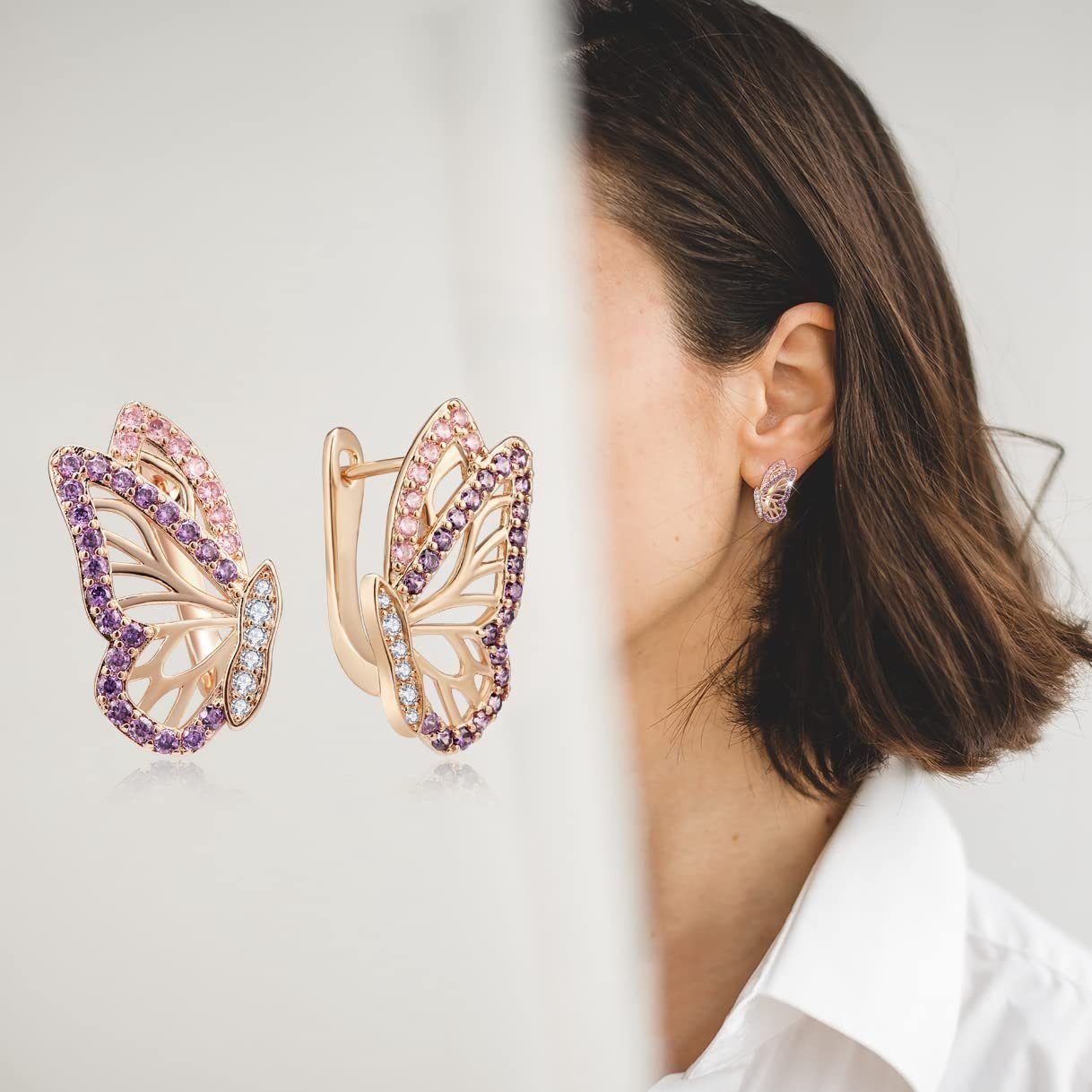 Frauen, für Ohrringe Gold Hoop LENBEST Schmetterling (2-tlg) Ohrhänger Ohrringe Paar