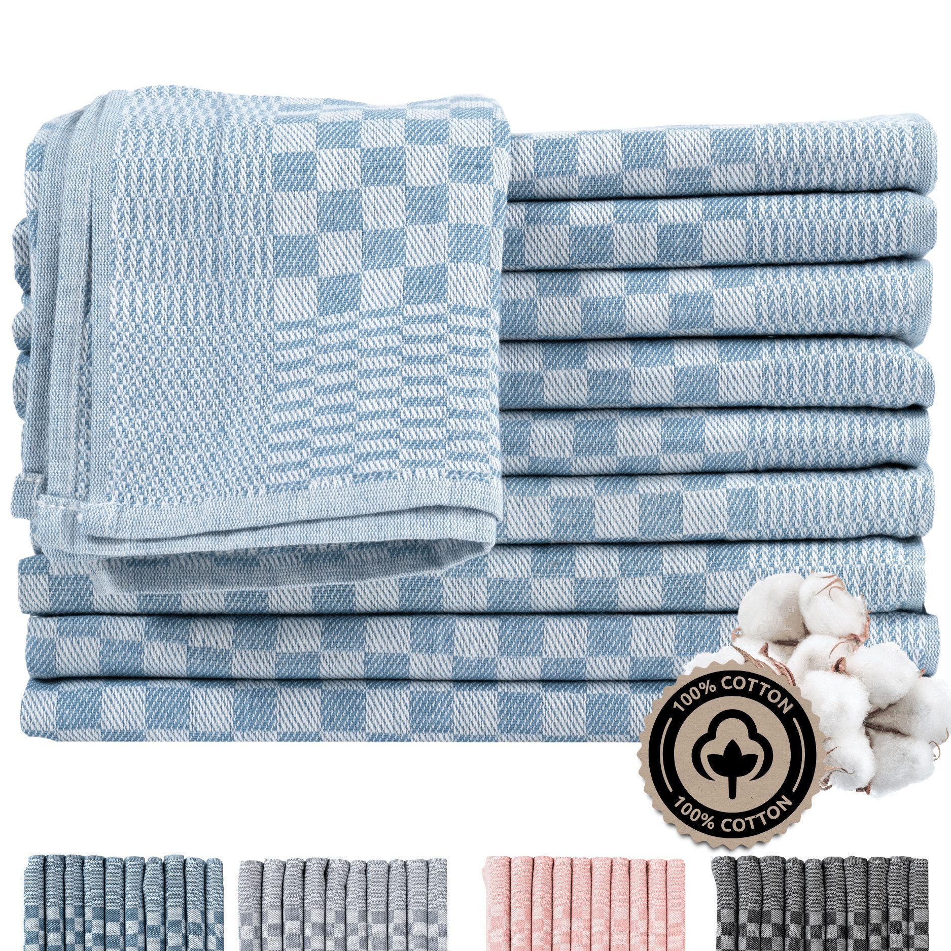 Zestri Geschirrtuch Zwirn-10er Set Grubenhandtücher 50x70 cm 100% Baumwolle günstig online kaufen