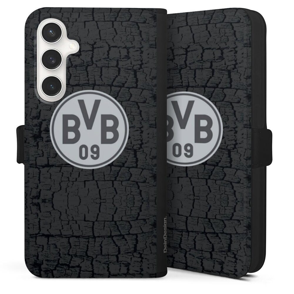 DeinDesign Handyhülle BVB Borussia Dortmund Trikot BVB Trikot Kohle und Stahl, Samsung Galaxy S24 FE 5G Hülle Handy Flip Case Wallet Cover
