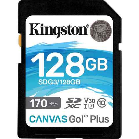 Kingston Canvas Go Plus SD 128GB Speicherkarte (128 GB, Video Speed Class 30 (V30)/UHS Speed Class 3 (U3), 170 MB/s Lesegeschwindigkeit)