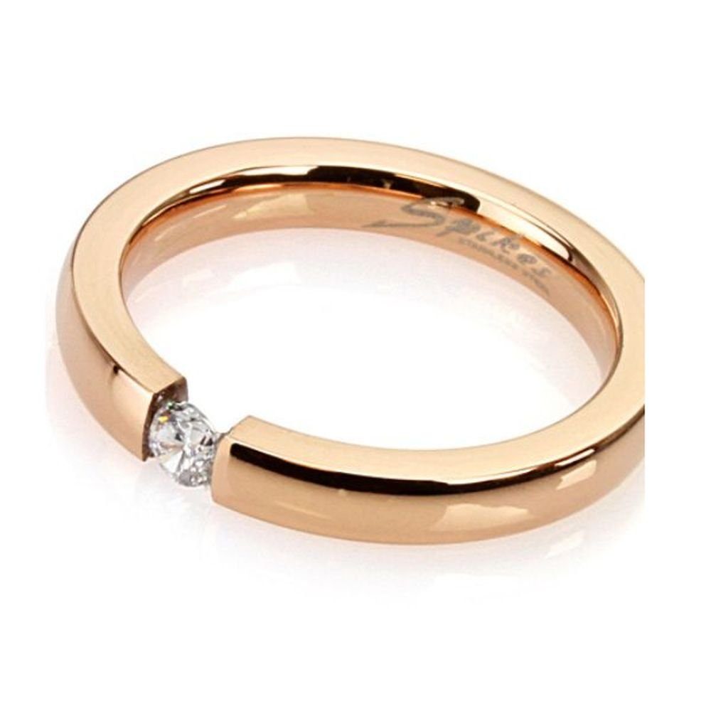 BUNGSA Fingerring 54 (17.2) Ring Rosegold Zirkonia Kristall Stein Edelstahl Damen (Ring, 1-tlg), Frauen Mädchen