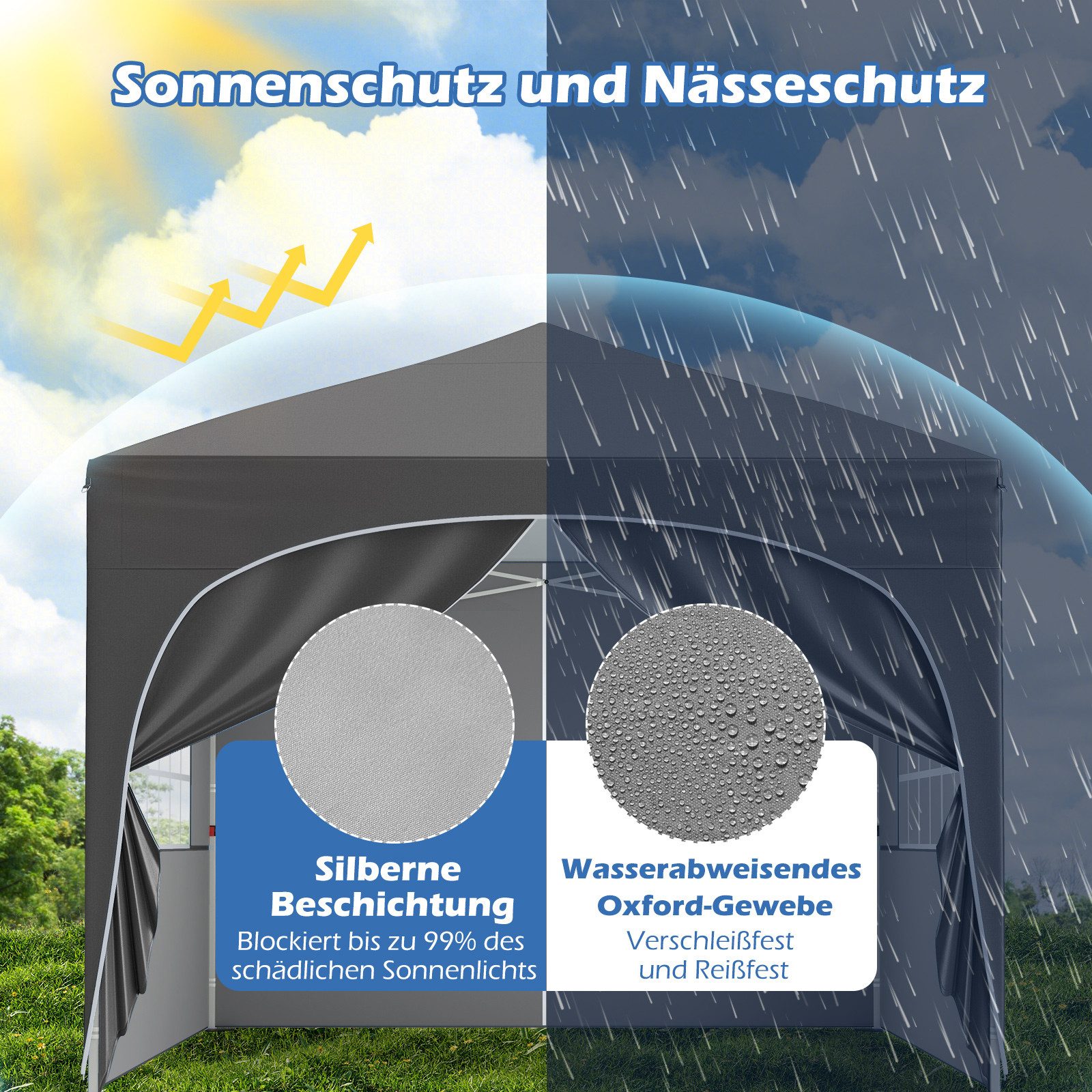 COSTWAY Faltpavillon, mit 4 Seitenteilen, Gartenzelt günstig online kaufen