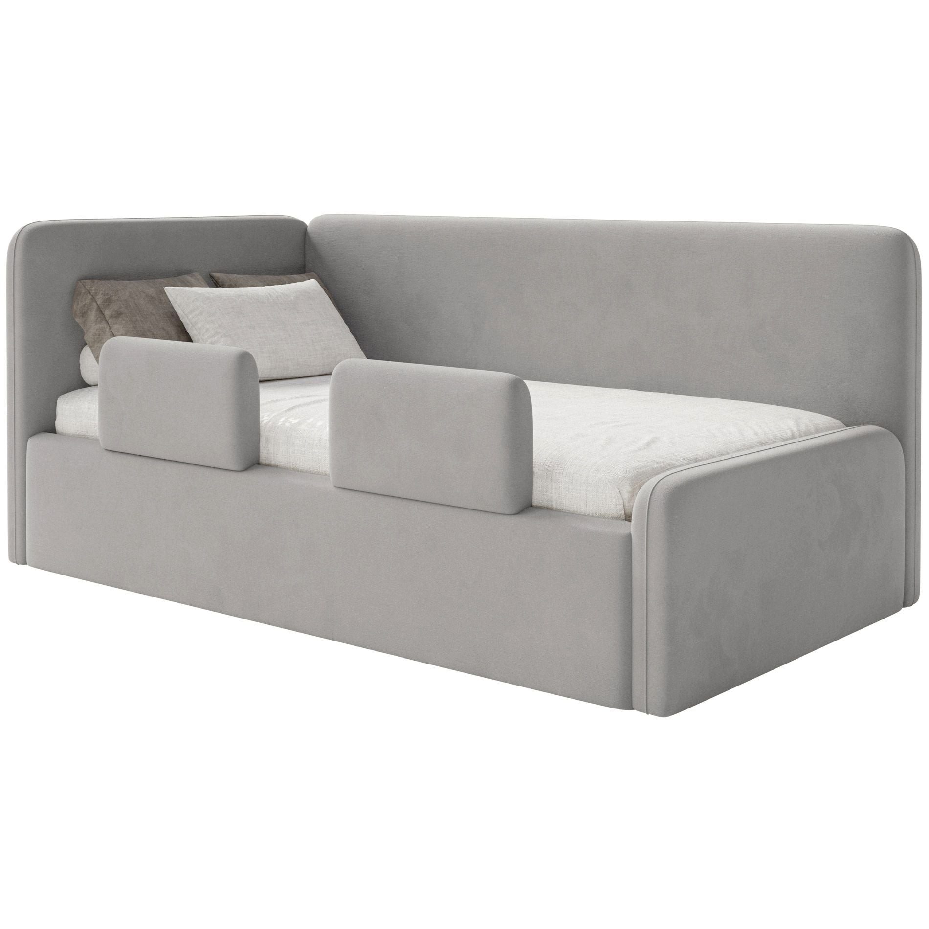 Selsey Kinderbett FANKO, Kinderbett mit Kopfteil, Rausfallschutz, Samt, 90x200 cm
