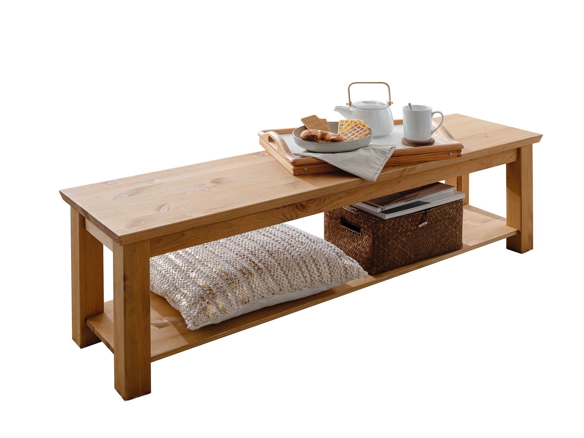 G+K Möbelvertriebs GmbH Bettbank aus Kiefernholz geölt und gebeizt in eiche (BxHxT: 140x43x36 cm)