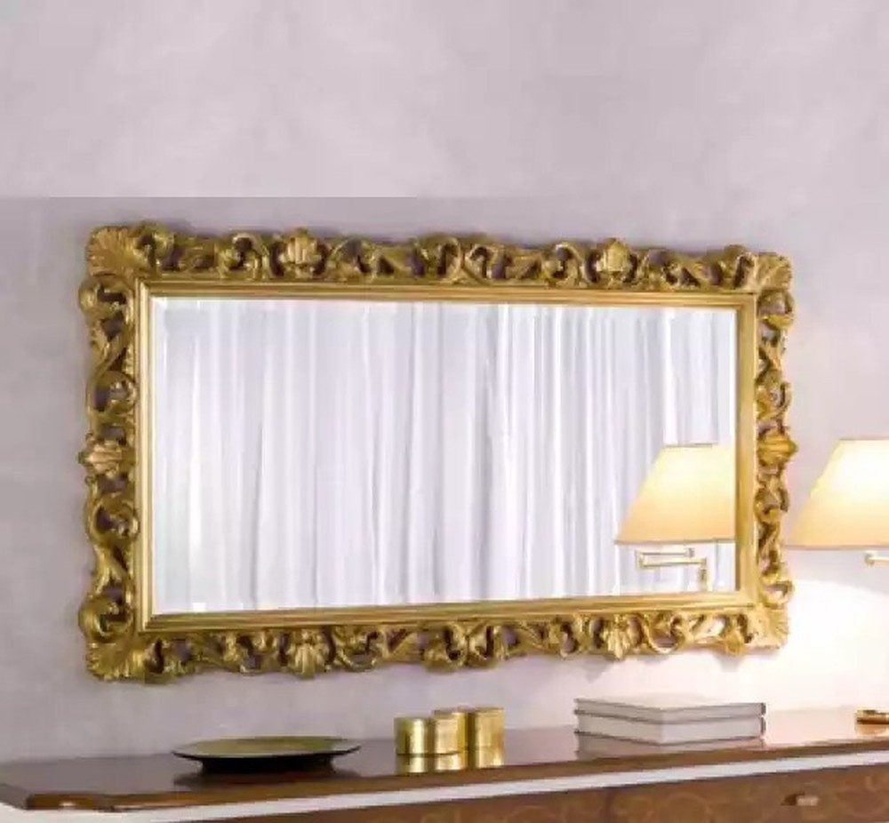 JVmoebel Wandspiegel Designer Spiegel aus Holz mit goldenem Rahmen (1x nur Spiegel), Made in Europa