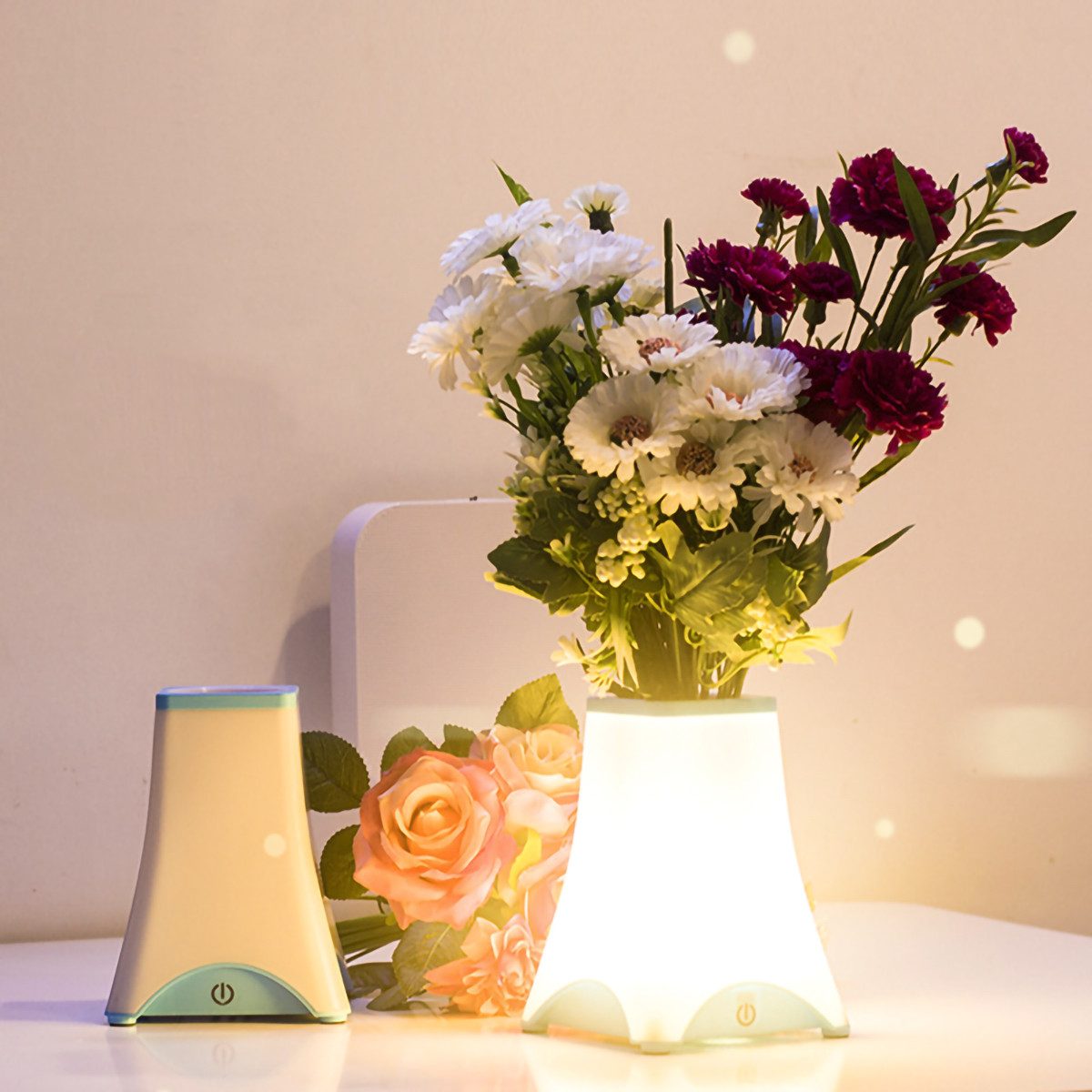 yozhiqu Schreibtischlampe Vasen-Tischlampe, wiederaufladbare Touch-Lampe, dimmbare Blumenlampe, kreative Nachtlampe, geeignet für Schlafzimmer Wohnzimmer Schreibtisch
