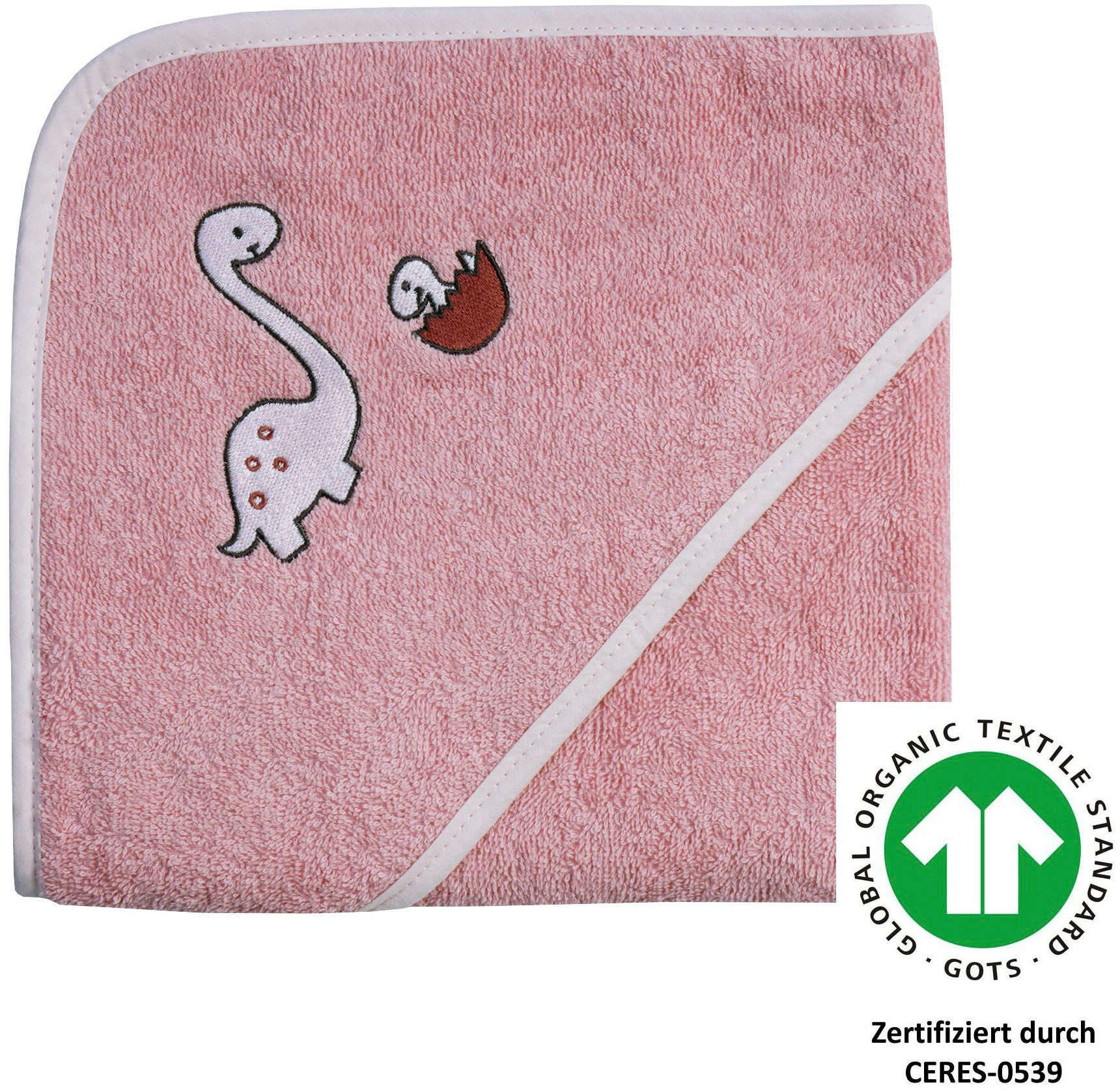 Wörner Kapuzenhandtuch Dinofamilie, Frottee (1-St), Biobaumwolle, mit Kapuze, maschinenwaschbar, trocknergeeignet