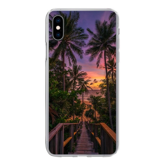 MuchoWow Handyhülle Sonnenuntergang - Palmen - Strand Handyhülle Apple iPhone Xs Max Smartphone-Bumper Print Handy
