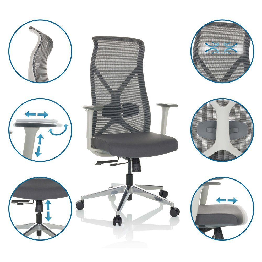 AZURRO St), WHITE hjh Bürostuhl Profi Stoff/Netzstoff (1 Drehstuhl ergonomisch Schreibtischstuhl OFFICE