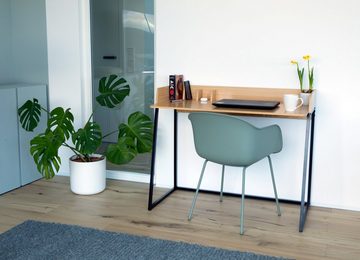WONDERMAKE Schreibtisch aus Holz Metall, Design Bürotisch PC-Tisch Computertisch Arbeitstisch, für Home Office Sekretär, platzsparend klein dünne Beine braun schwarz