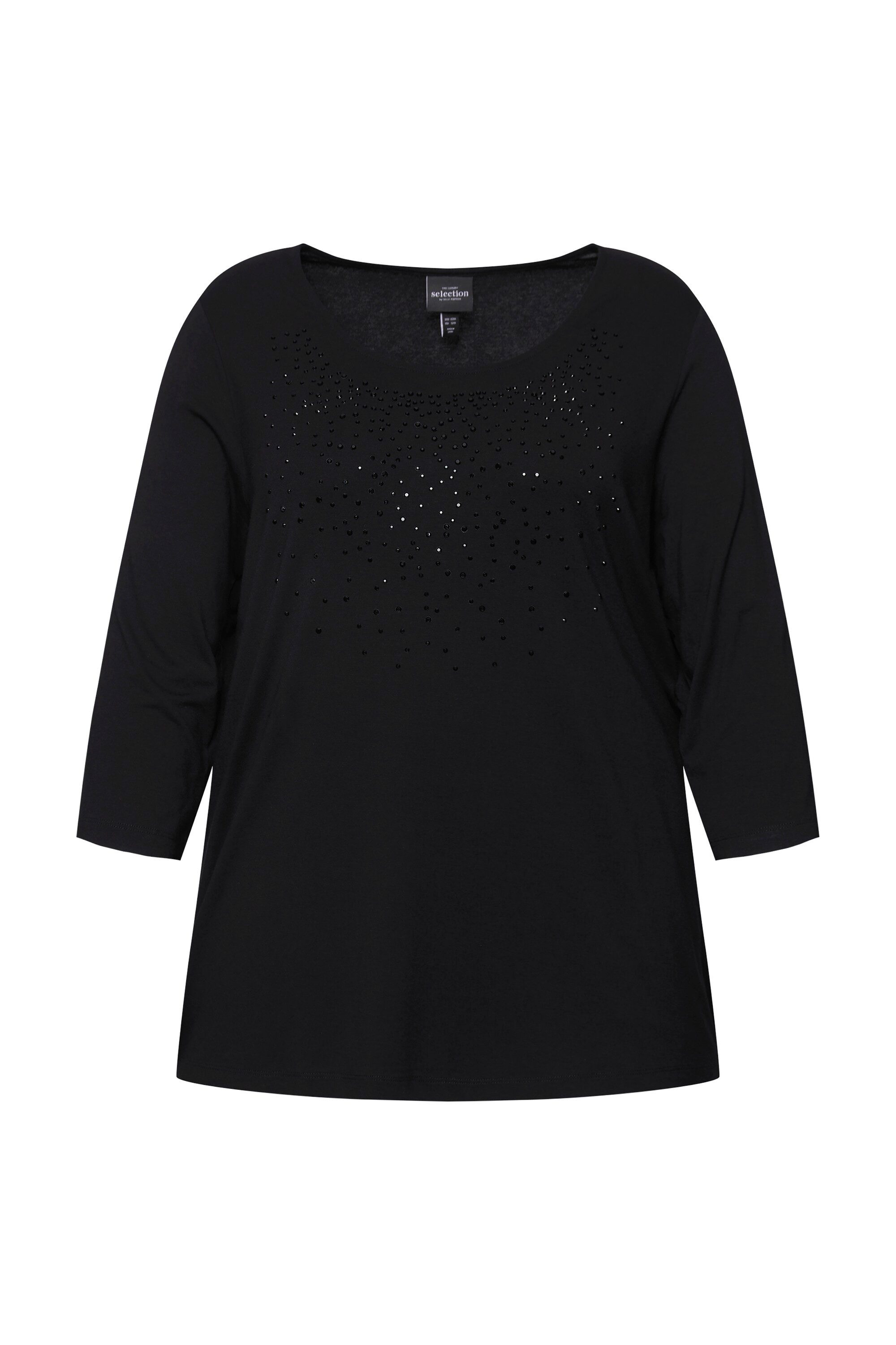 Ulla Popken T-Shirt Shirt Ziersteine Classic Rundhals 3/4-Arm günstig online kaufen