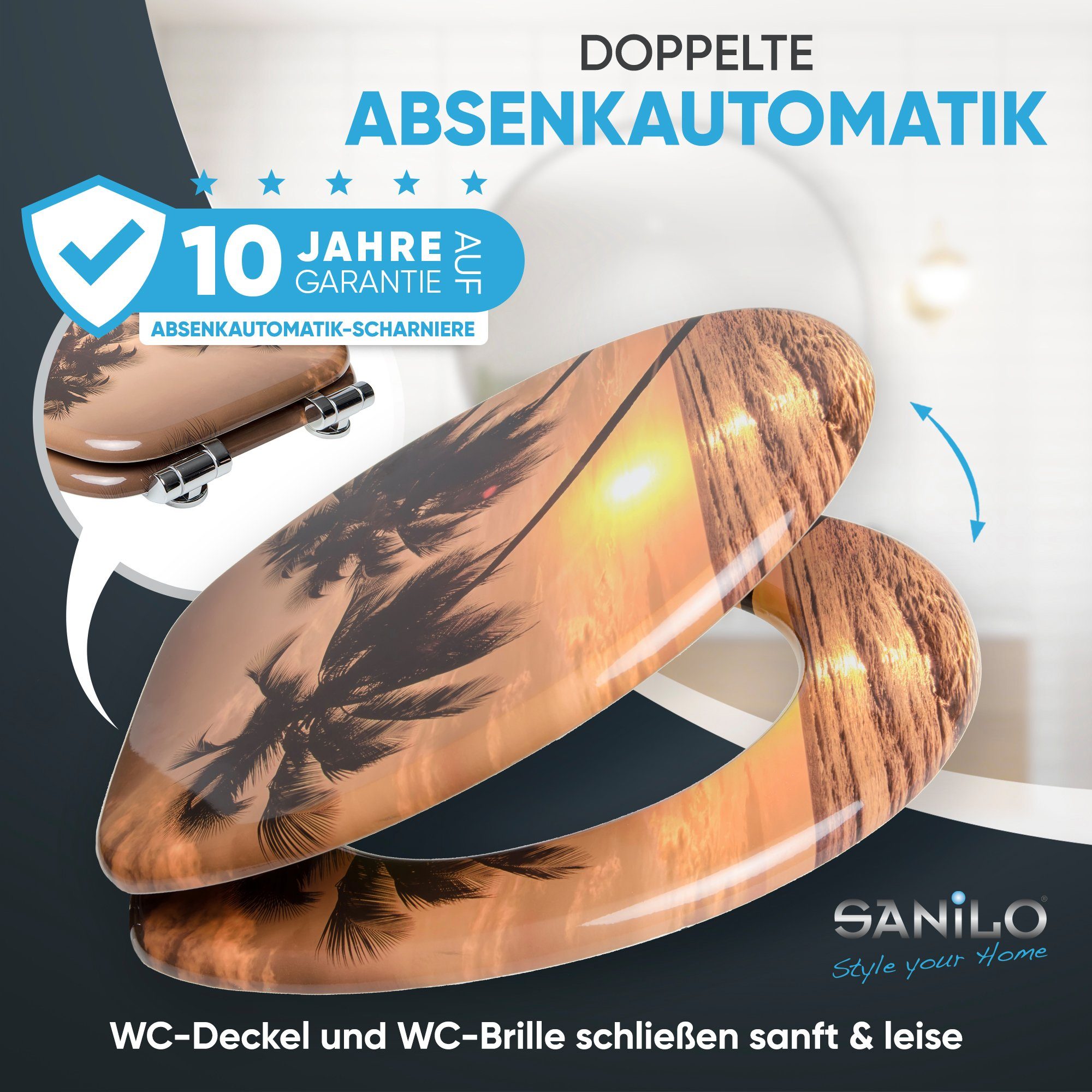 Sanilo WC-Sitz Summer mit Absenkautomatik, Toilettendeckel direkt vom Hersteller, hochwertig & modern mit Motiv, universell, leichte Montage