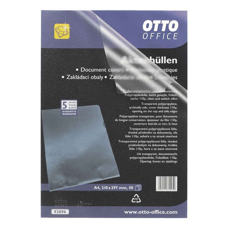 Otto Office Premium Prospekthülle Premium, 50 Stück, genarbt, Format A4, oben/seitlich offen