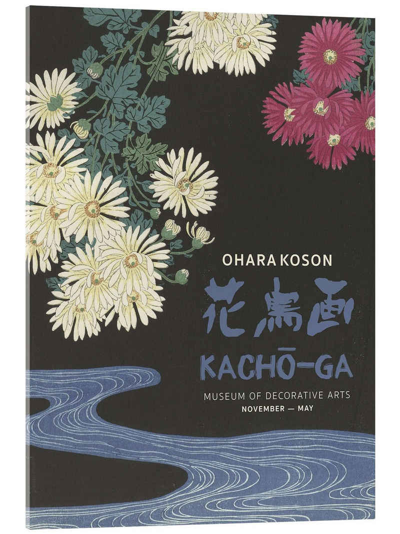 Posterlounge Acrylglasbild Ohara Koson, Chrysanthemums and Running Water, Wohnzimmer Japandi Malerei