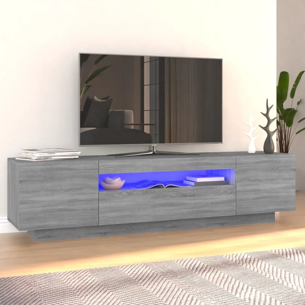 vidaXL TV-Schrank TV-Schrank mit LED-Leuchten Grau Sonoma 160x35x40 cm (1-St)