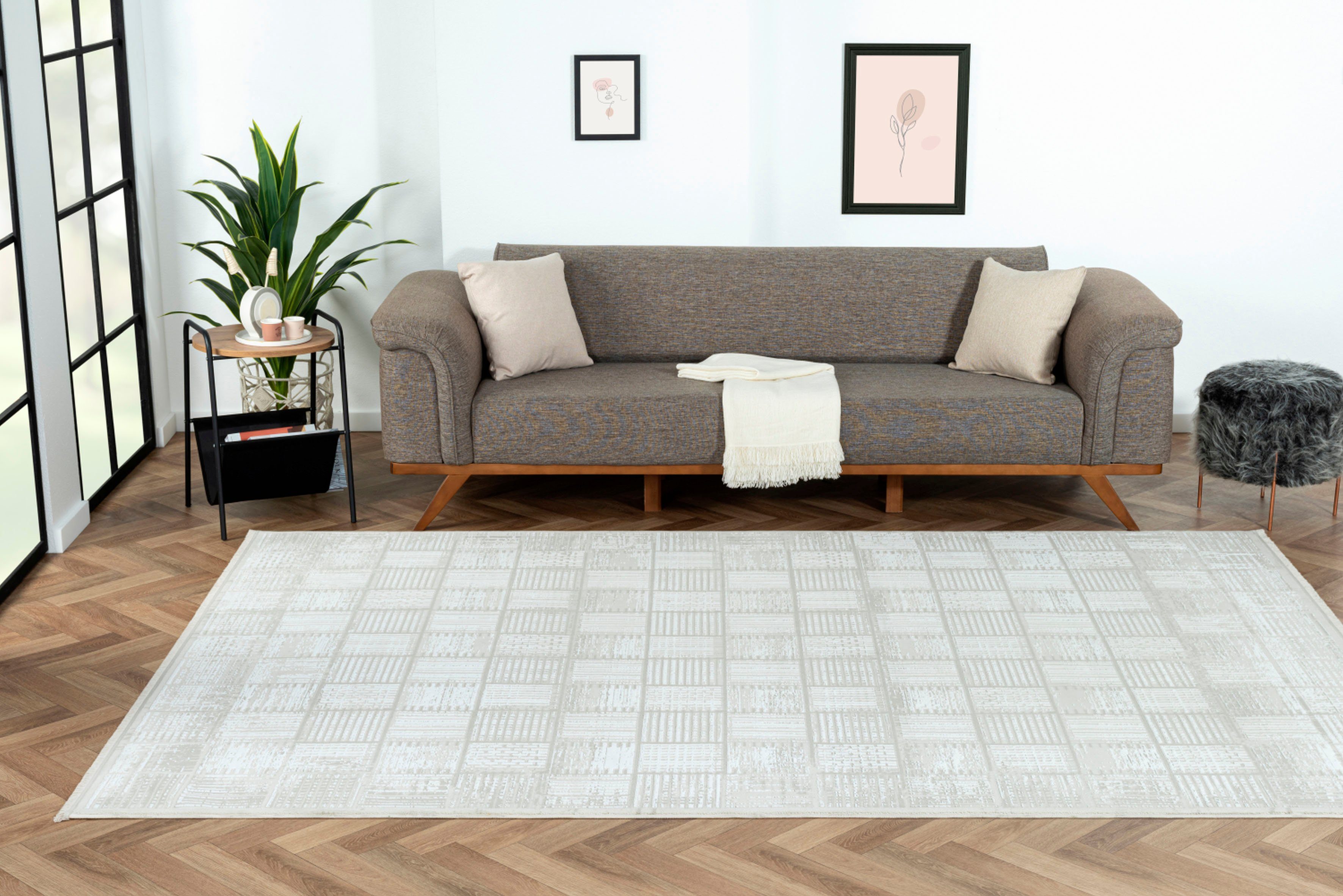 Myflair Möbel & Accessoires Teppich My House, LAGERRÄUMUNG!, rechteckig, Höhe: 10 mm, Kurzflor, Retro-Style, besonders weich durch Microfaser, mit Fransen