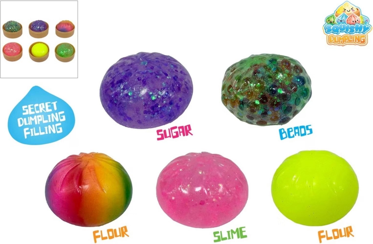 Triton-X Spiel Trend Toys Squishy Dumpling, 1 von 5 Designs zufällig