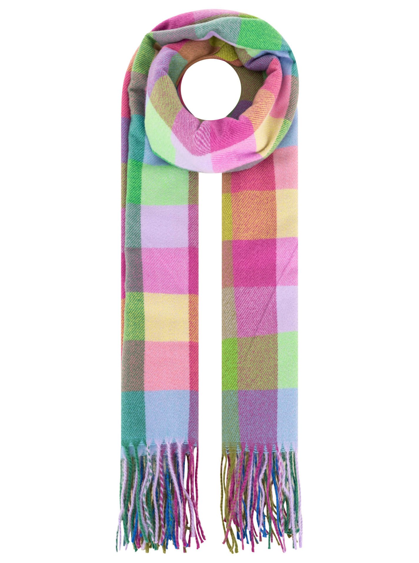 Zwillingsherz Schal Classic Karo, zeitloses Karomuster, weiche Qualität, Fransenabschluss, multicolor