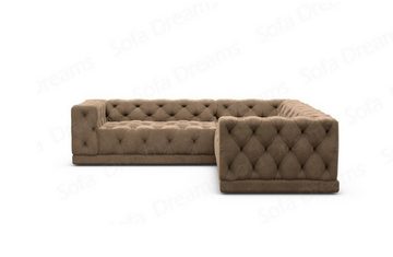 Sofa Dreams Ecksofa Polster Designer Samt Stoff Sofa Palma L Form Stoffsofa, Loungesofa, Chesterfield Stil