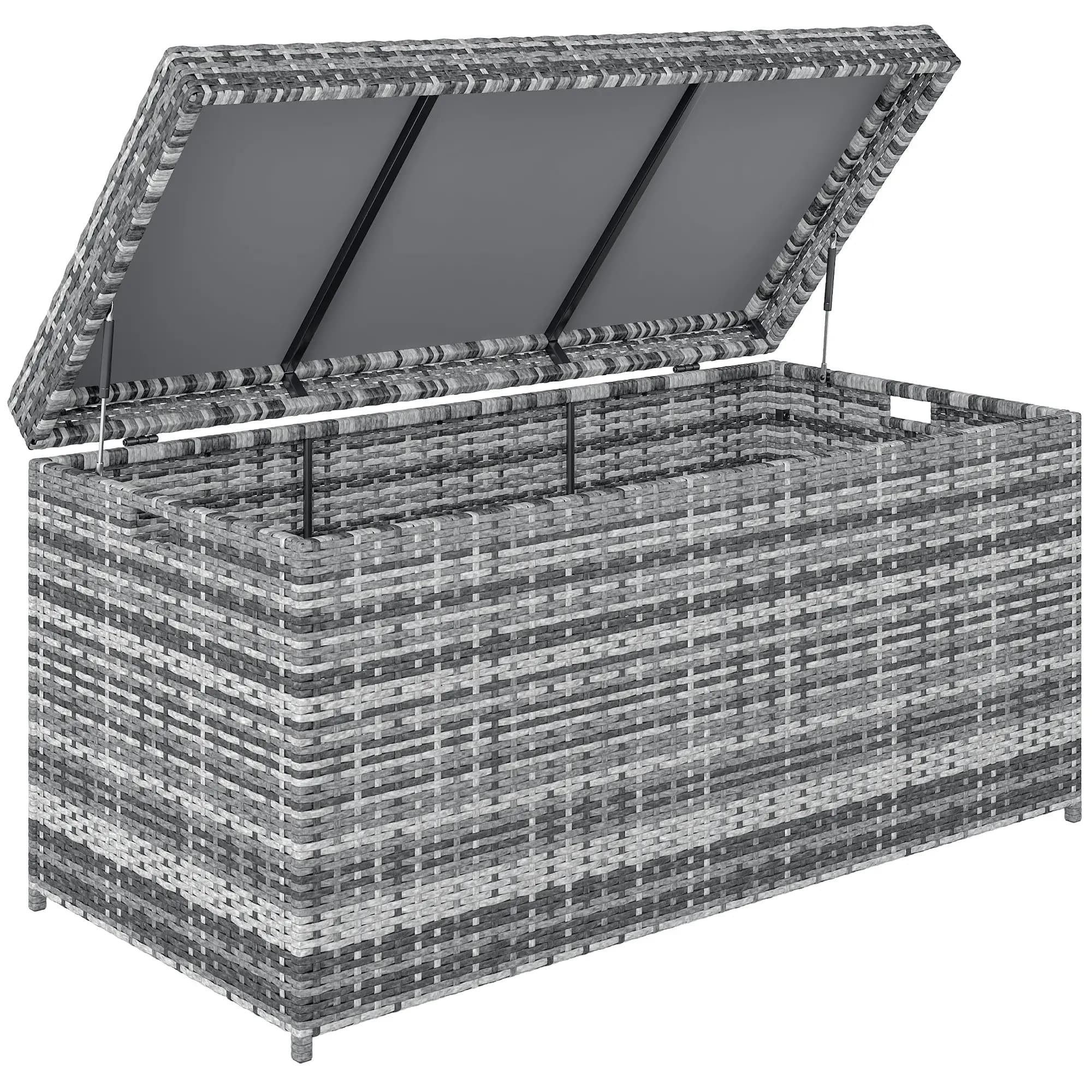 autolock Auflagenbox Rattan Auflagenbox 380L wetterfest Kissenbox mit Deckel, mit Grosse Stauraum,130 x 61 x 65 cm,UV-beständig