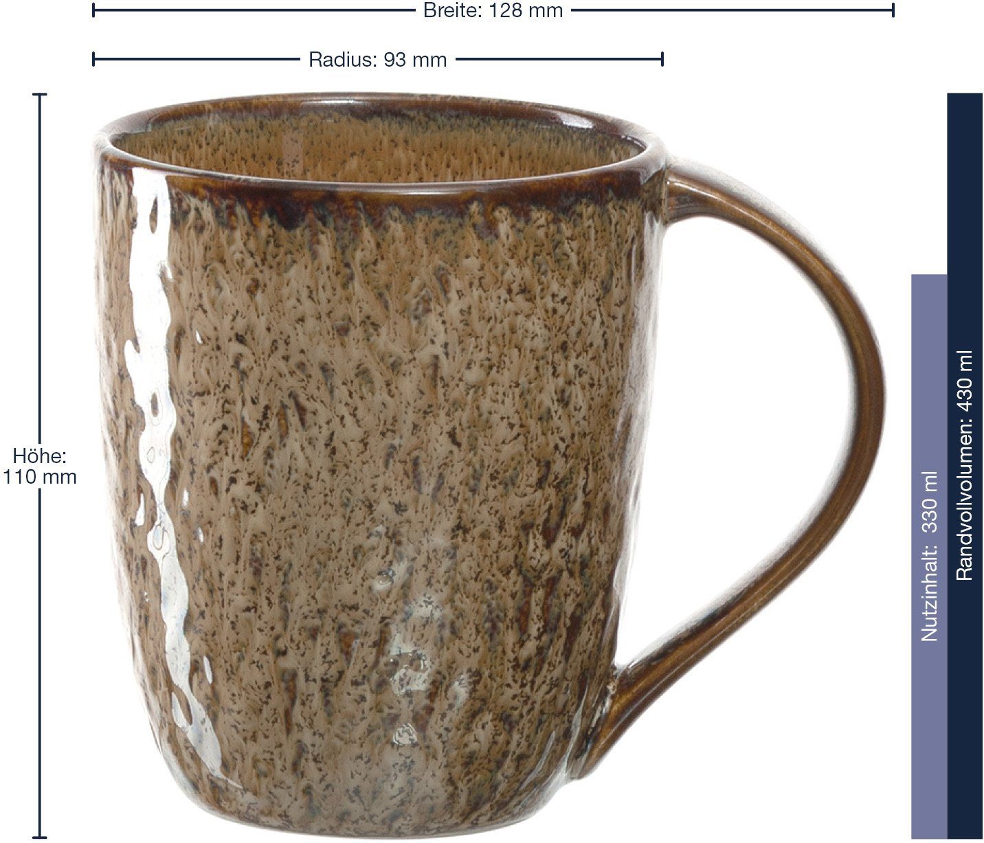 sand Keramik, Matera, ml, LEONARDO 430 6-teilig Becher