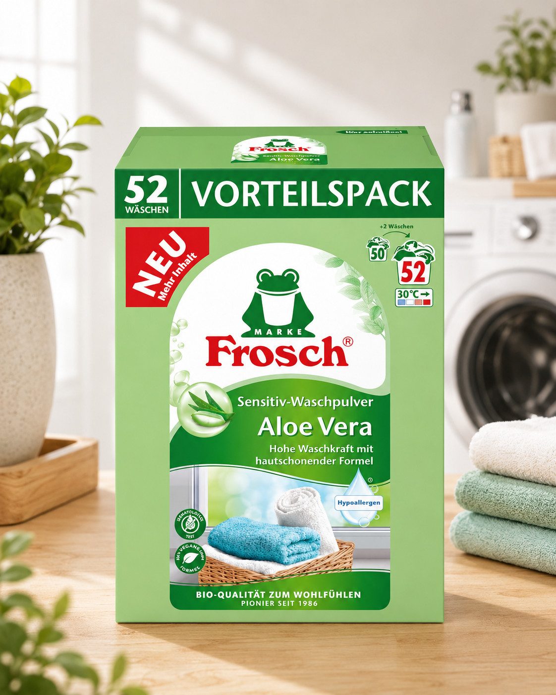 FROSCH Frosch Vollwaschpulver Aloe Vera, 52 Wl Vollwaschmittel