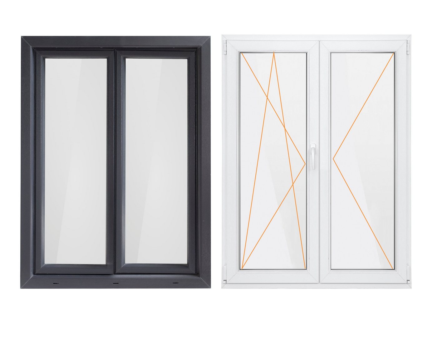 Thumbnail - SN DECO GROUP Kunststofffenster Fenster, 2 Flügel, 1000x1200, außen anthrazit/innen weiß, 70 mm Profil, (Set), RC2 Siche...
