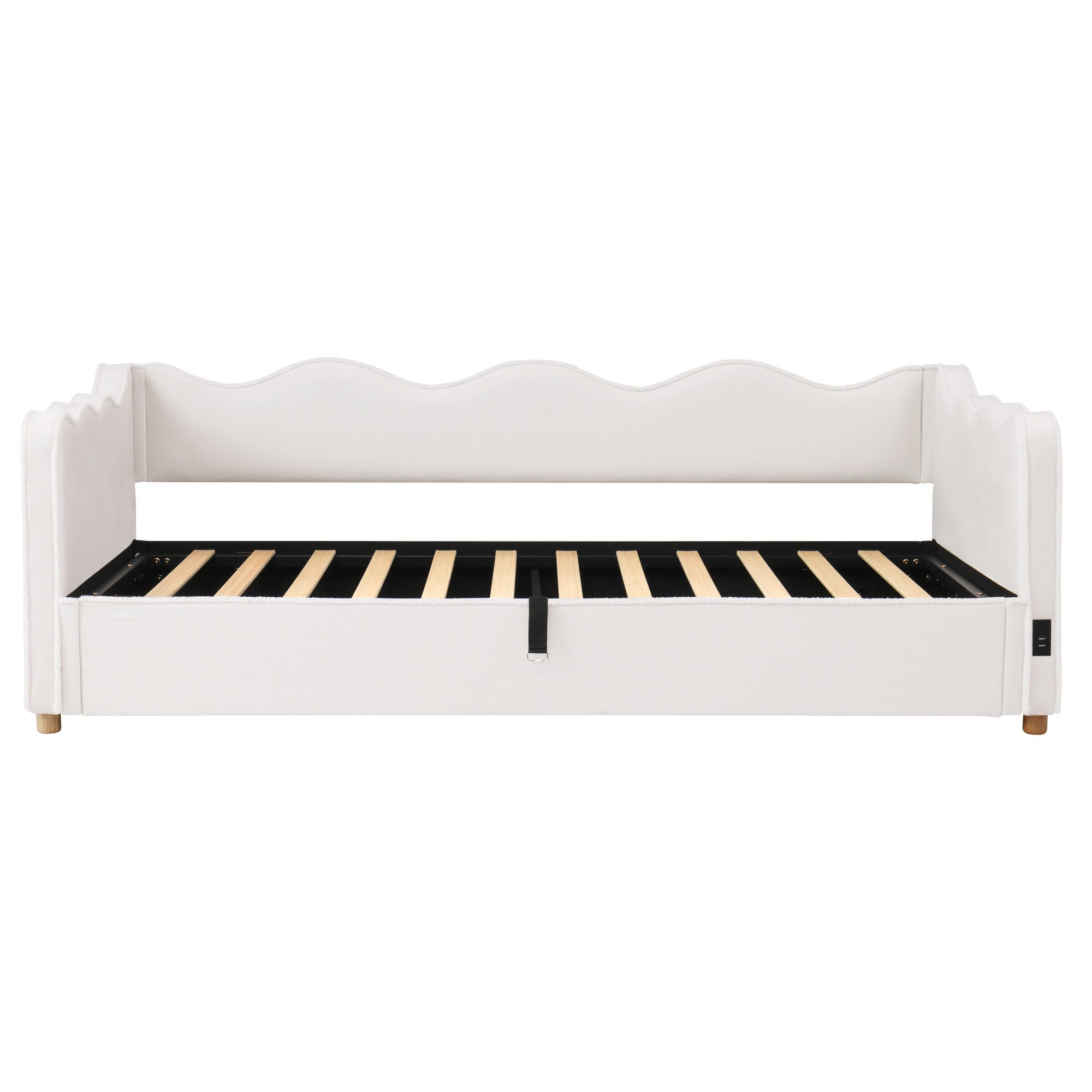 Flieks Schlafsofa, Hydraulisches Stauraumbett Polsterbett 90x200cm mit USB-Aufladen