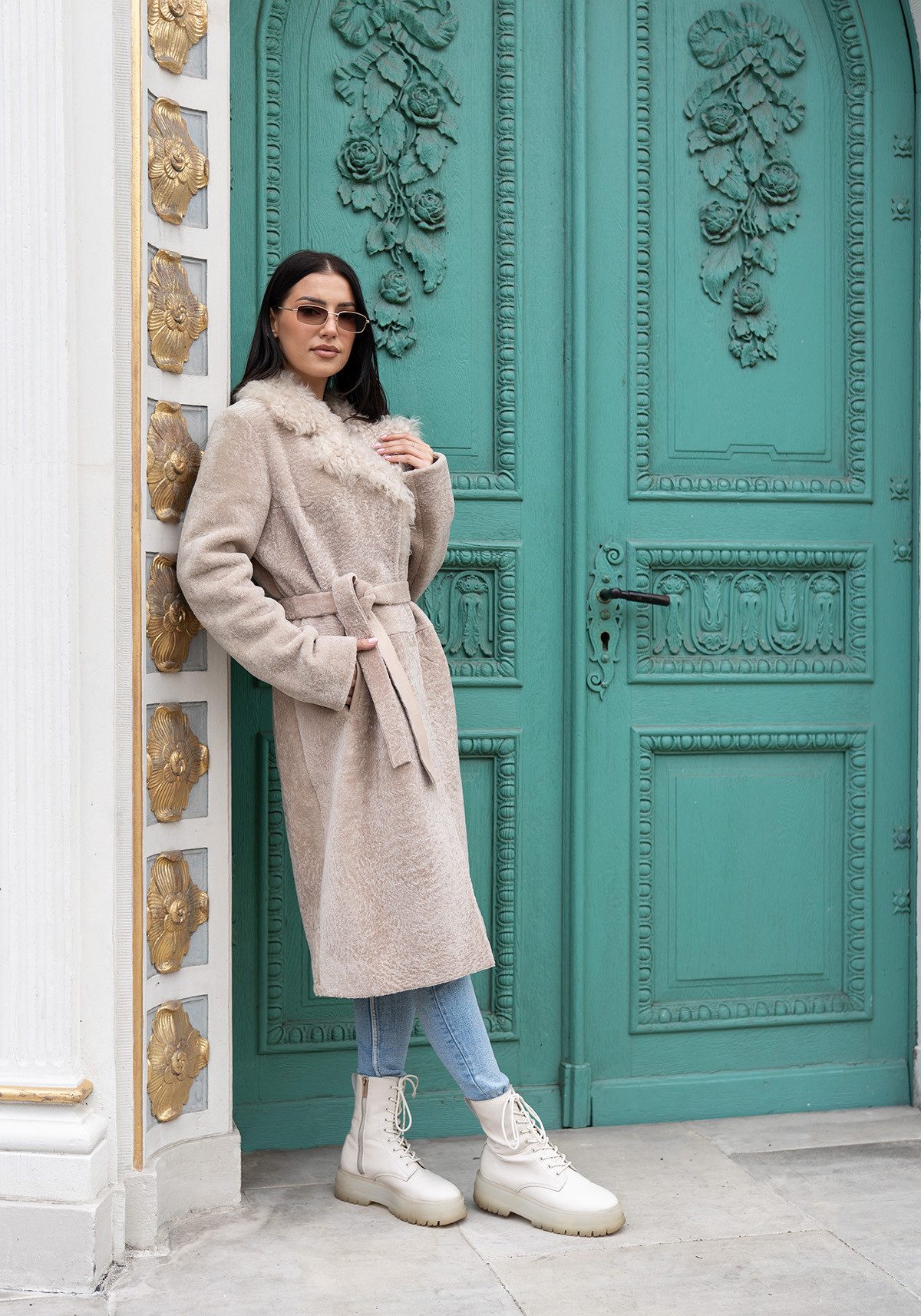 Hollert Wintermantel Lammfellmantel Violetta Beige günstig online kaufen