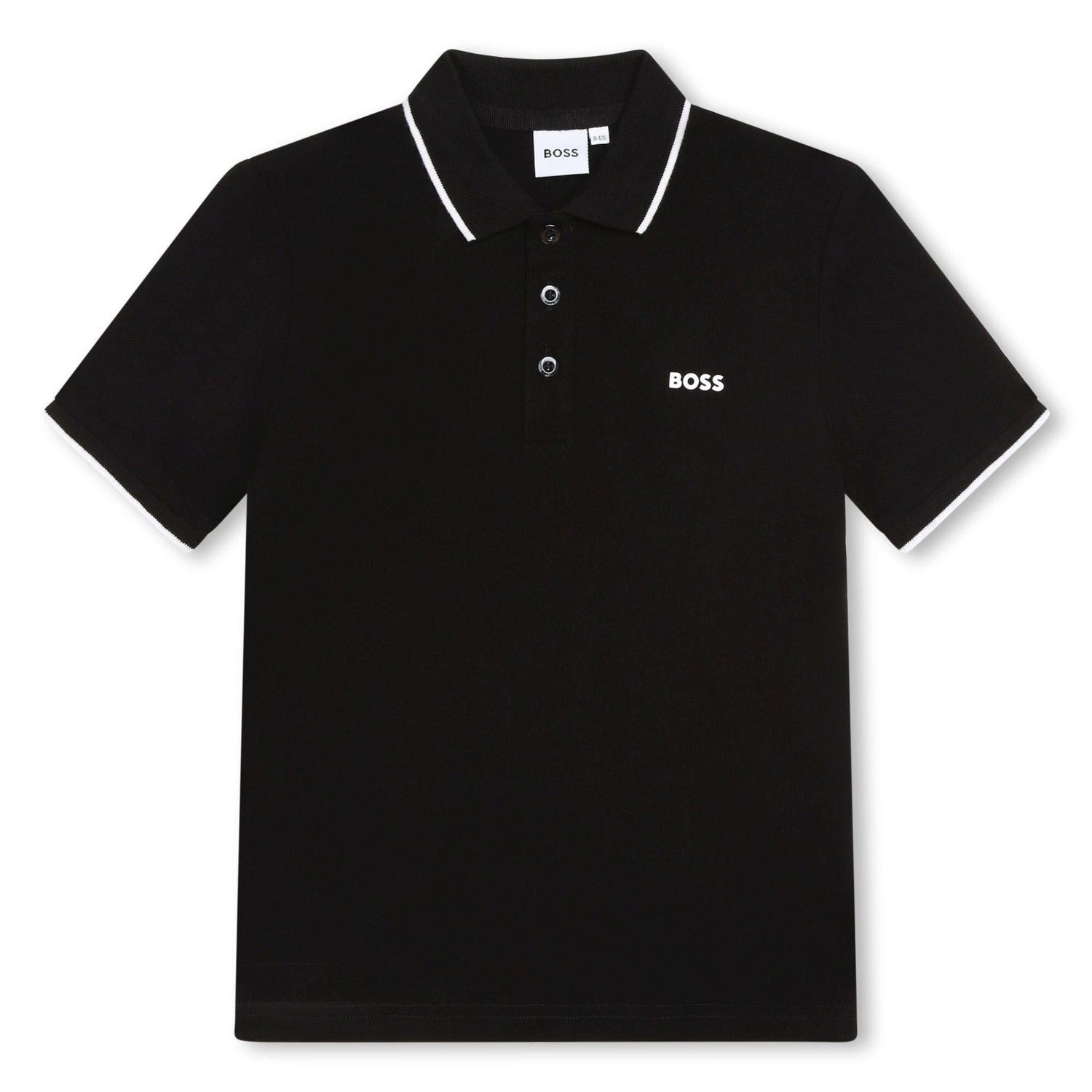 Boss Kidswear Poloshirt BOSS Poloshirt kurzärmelig schwarz mit weißen Akzenten