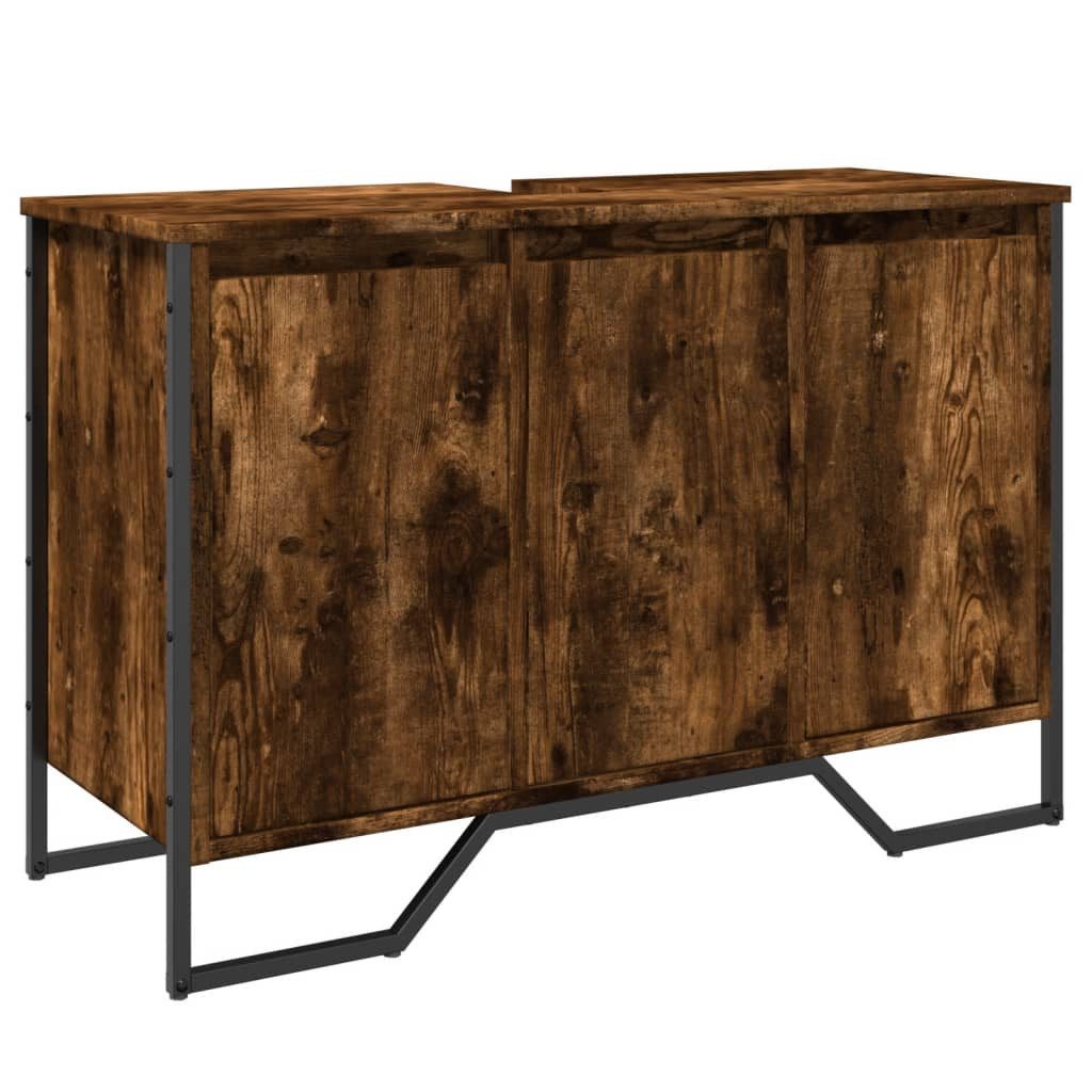 vidaXL Badezimmer-Set Waschbeckenunterschrank Räuchereiche 91x35x60 cm günstig online kaufen