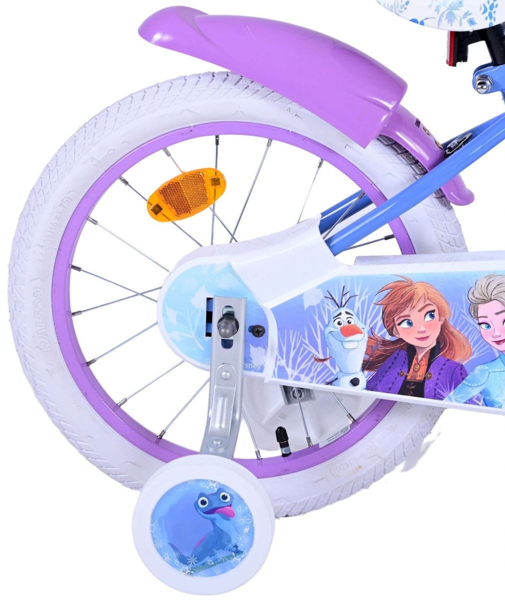 Volare Kinderfahrrad 16 Zoll Kinder Mädchen Fahrrad Rad Frozen 2 Eiskönigin Elsa 21584-SACB, 1 Gang, Rücktrittbremse, Korb,Stützräder,Kettenschutz, Schutzbleche