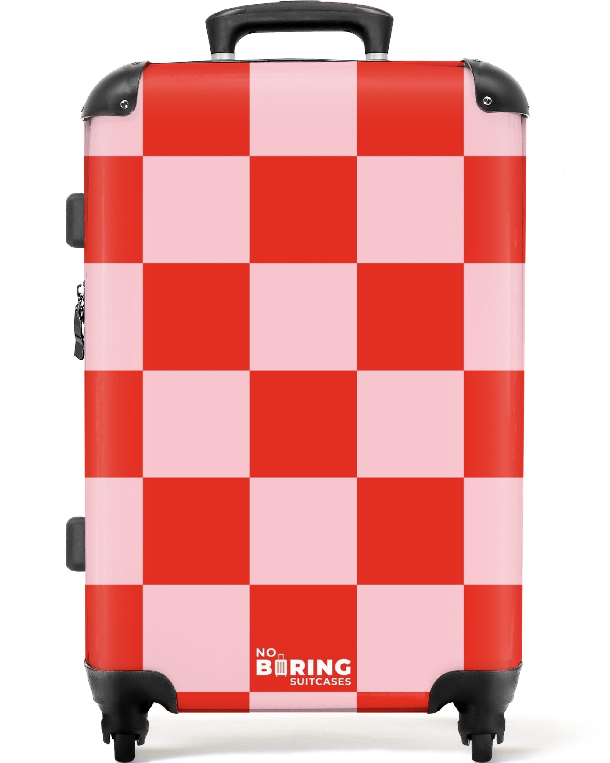 NoBoringSuitcases.com© Hartschalen-Trolley Rotes und rosa Schachbrettmuster günstig online kaufen