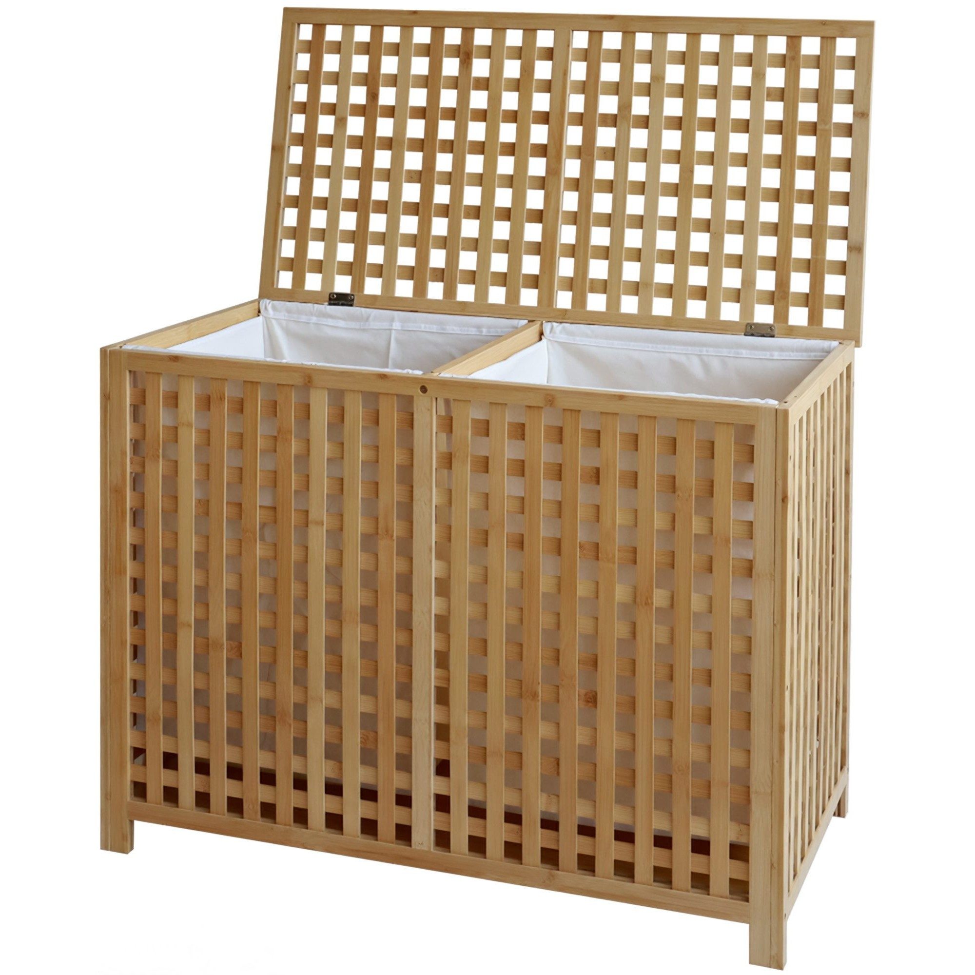 CLP Wäschebox Wäschesammler Wäschetruhe Wäschekorb (Spar-Set, 1 St., 88 x 46 x 68 cm luftig), 2 herausnehmbare Wäschesäcke, je 95 l, Bambus