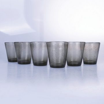Villa d'Este Gläser-Set Cancun Rauchgrau, Glas, Wassergläser-Set, 6-teilig, Inhalt 300 ml